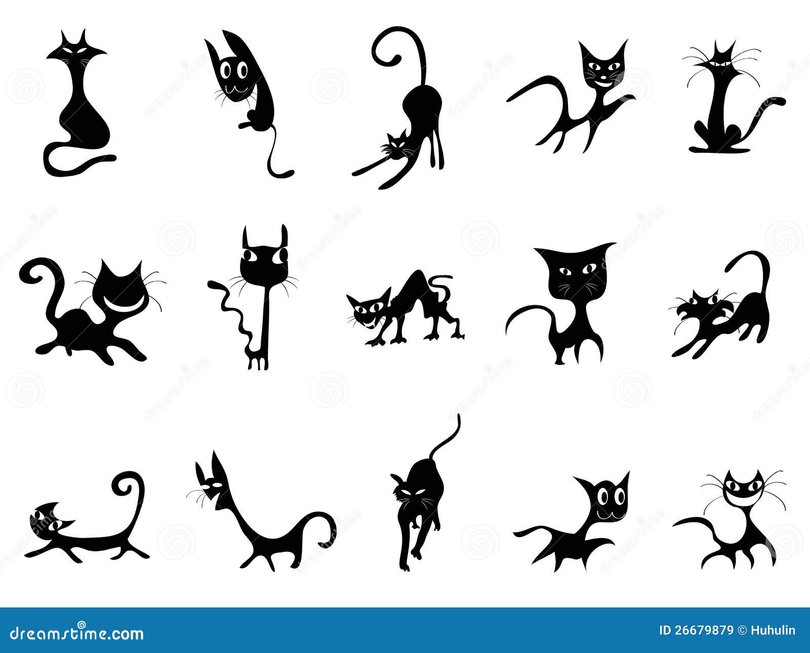 Silhouettes De Chat Noir De Dessin Anime Illustration De Vecteur Illustration Du Element Domestique