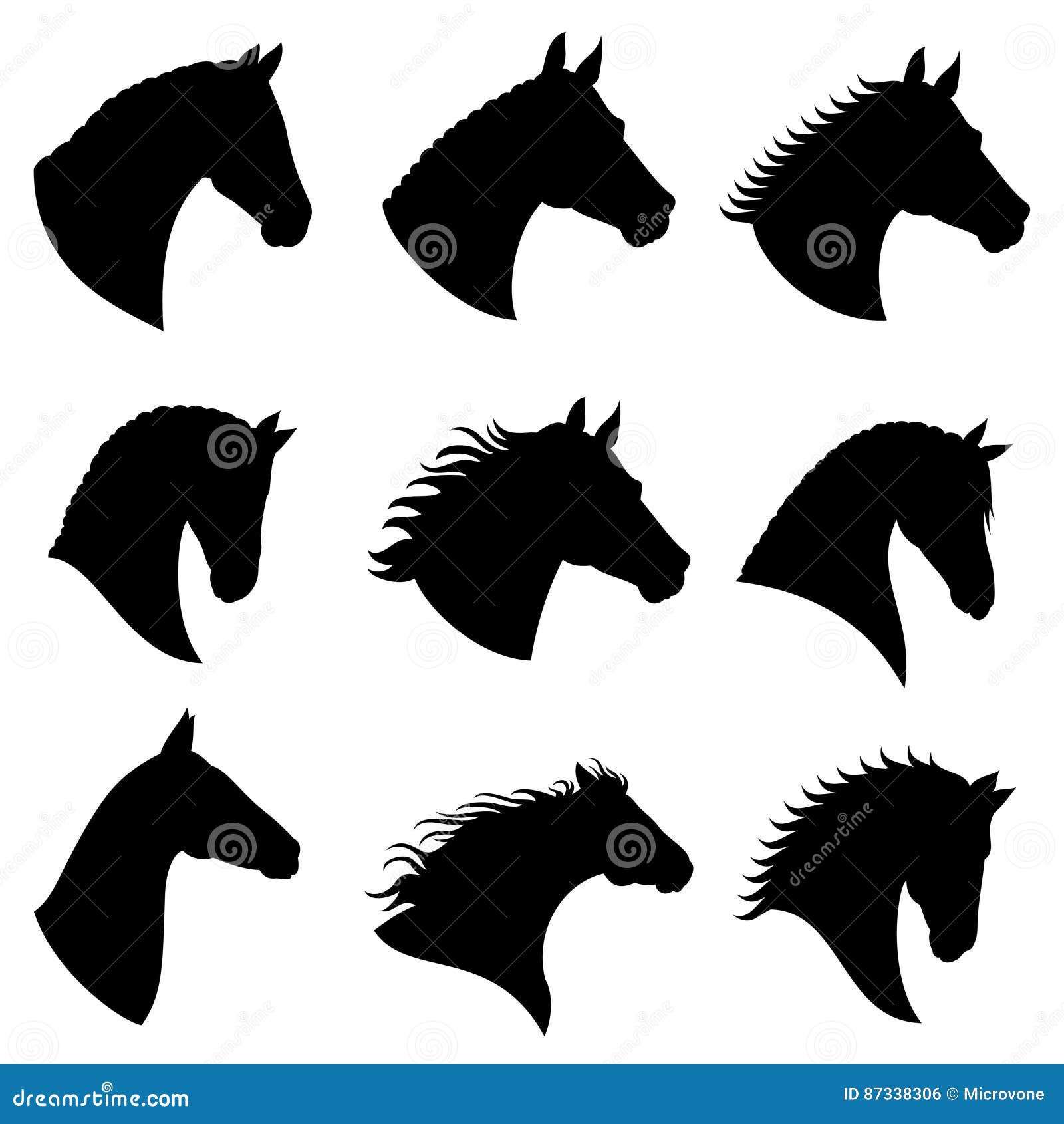 Silhouette Tete De Cheval A Imprimer Silhouettes De Vecteur De Tête De Cheval Illustration de Vecteur - Illustration du graphisme, tête: 87338306