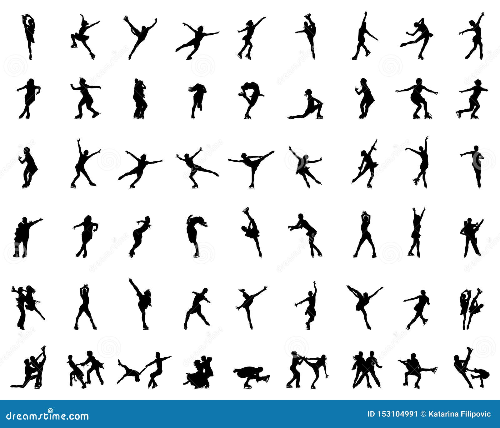 silhouettes of figure skaters