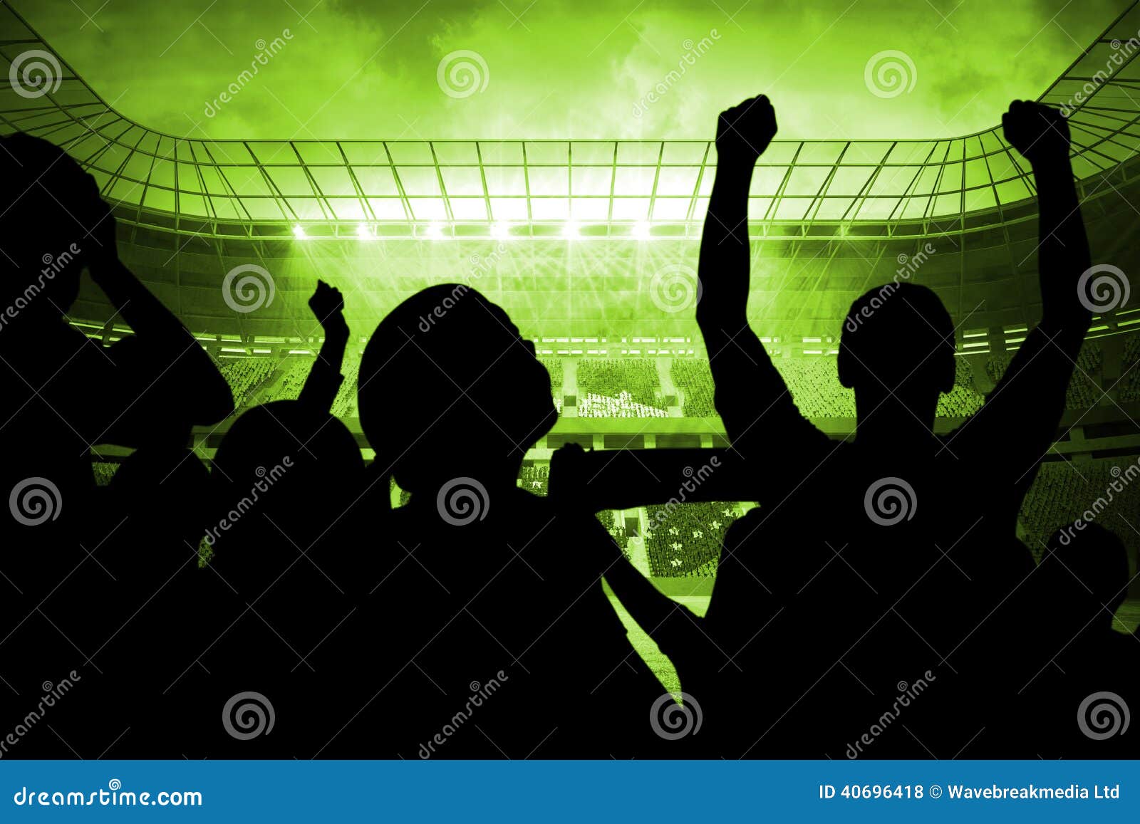 silhouettes of football supporters