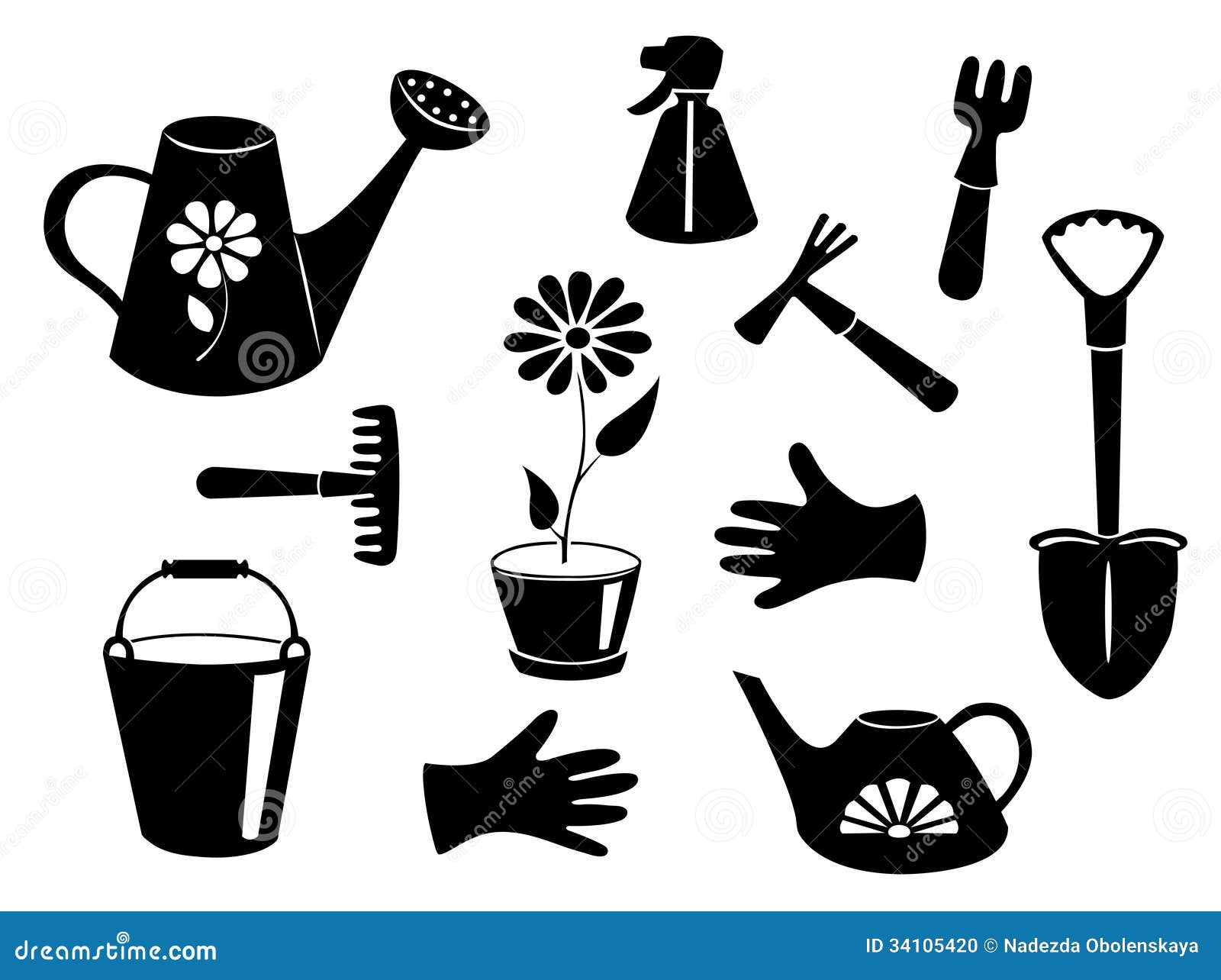 Download Silhouettes Of Garden Tools. Stock Vector - Illustration ...