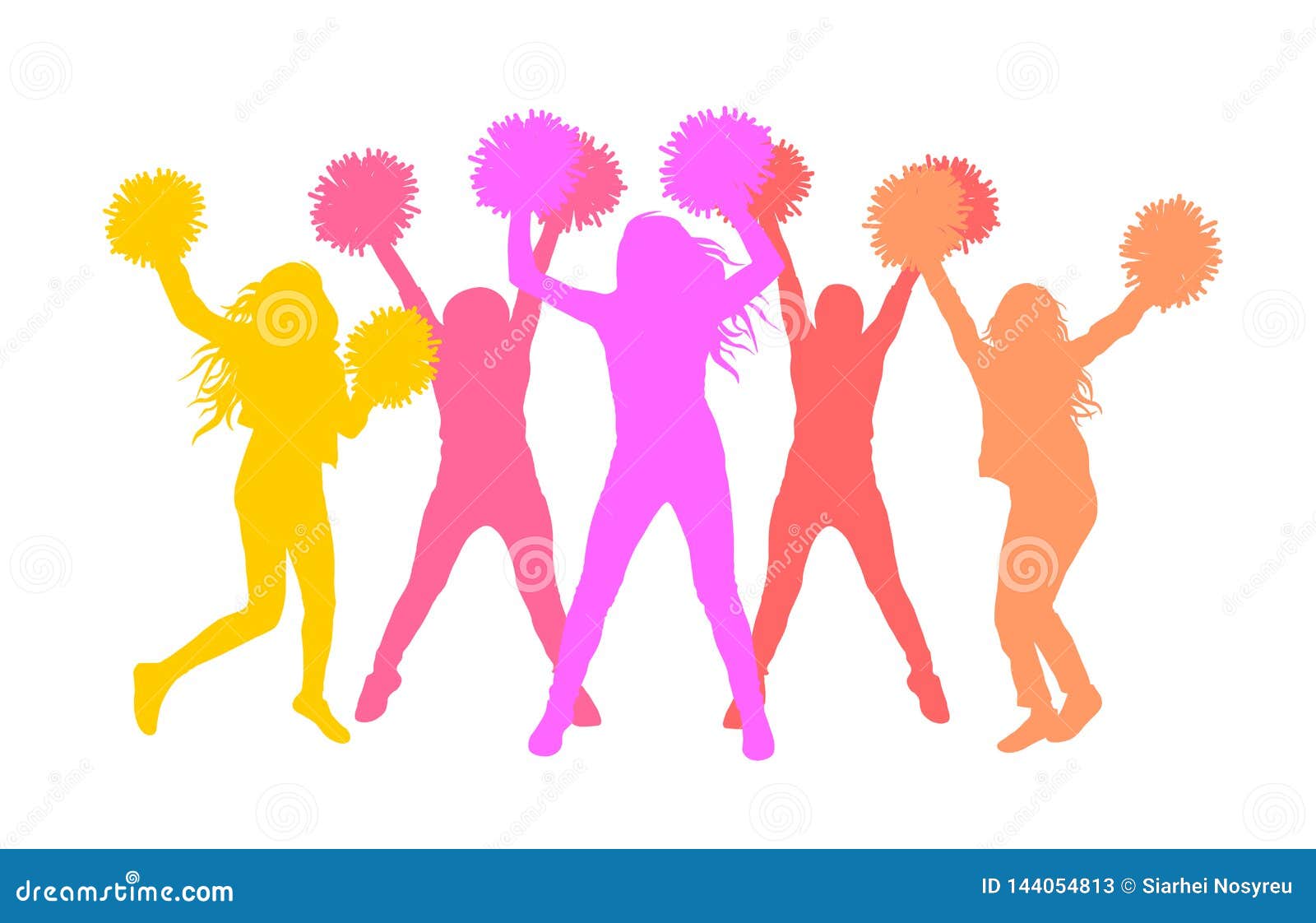 Cheerleader with pom-poms Royalty Free Vector Image