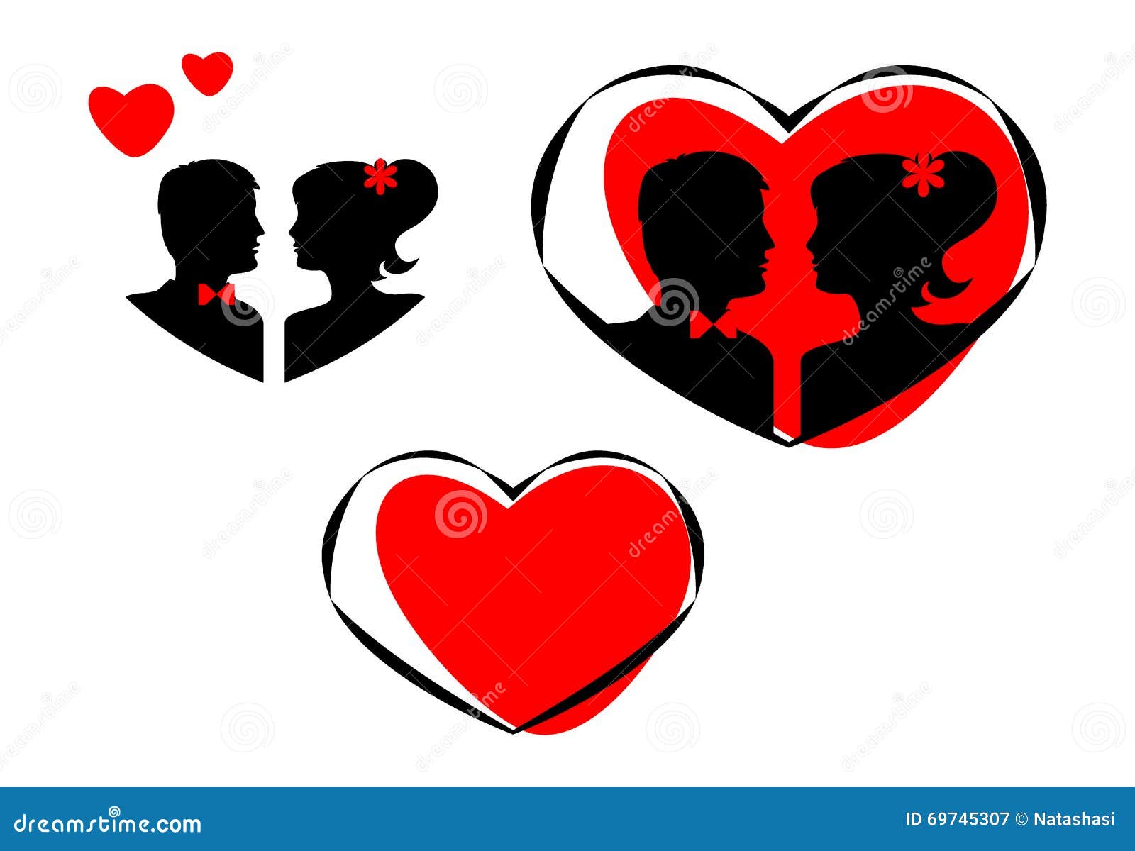 bride and groom in heart clipart