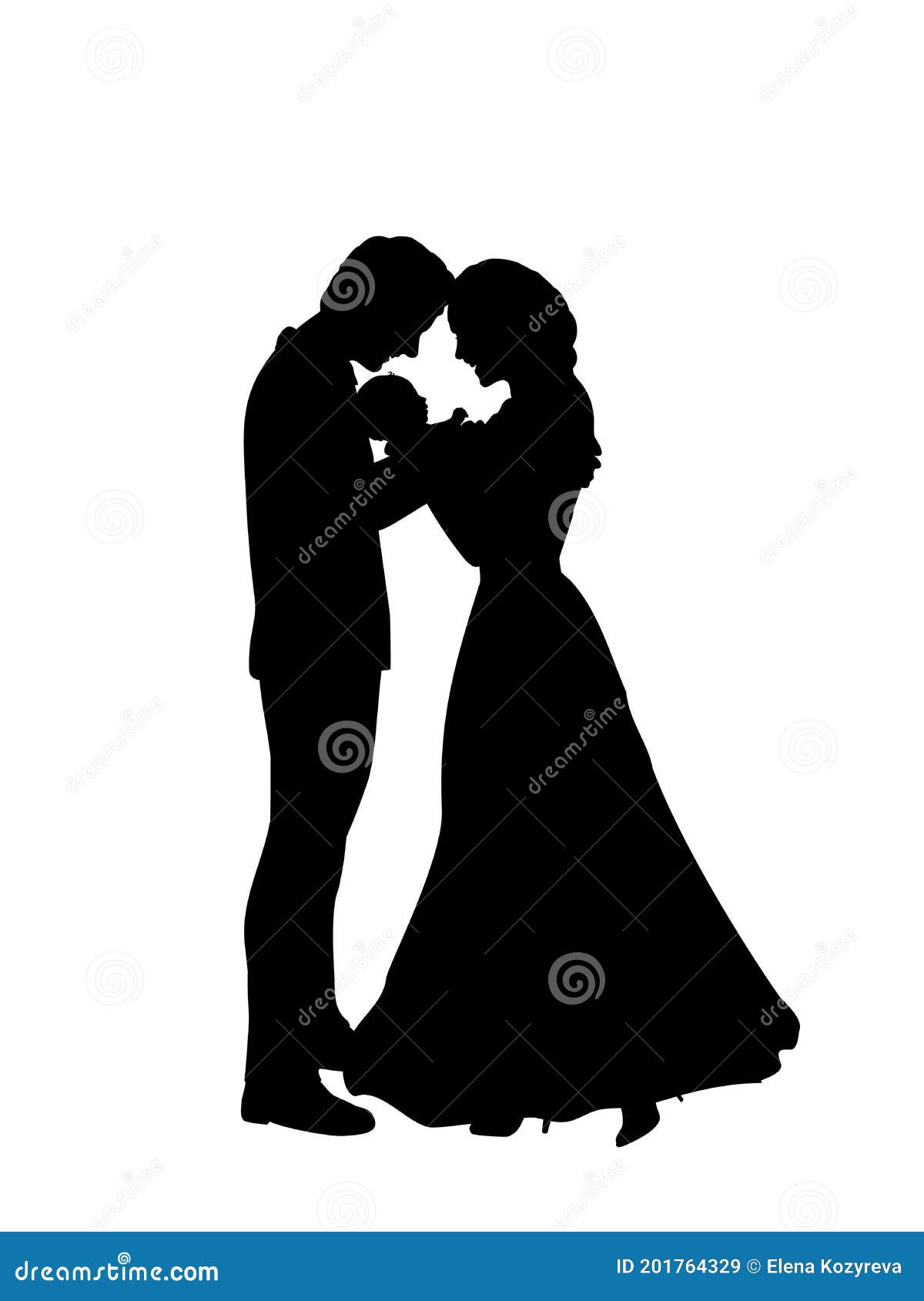 Silhouettes Happy Parents Father and Mother Holding Newborn Baby Stock ...