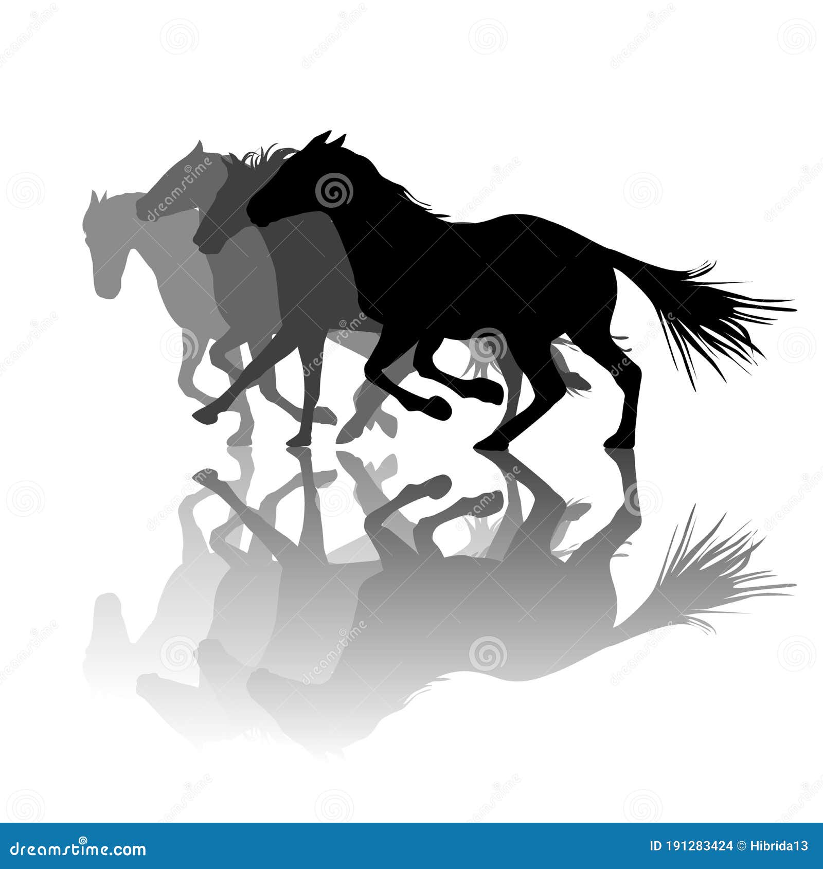 Silhouettes of Horses Running Stock Vector Illustration of motion