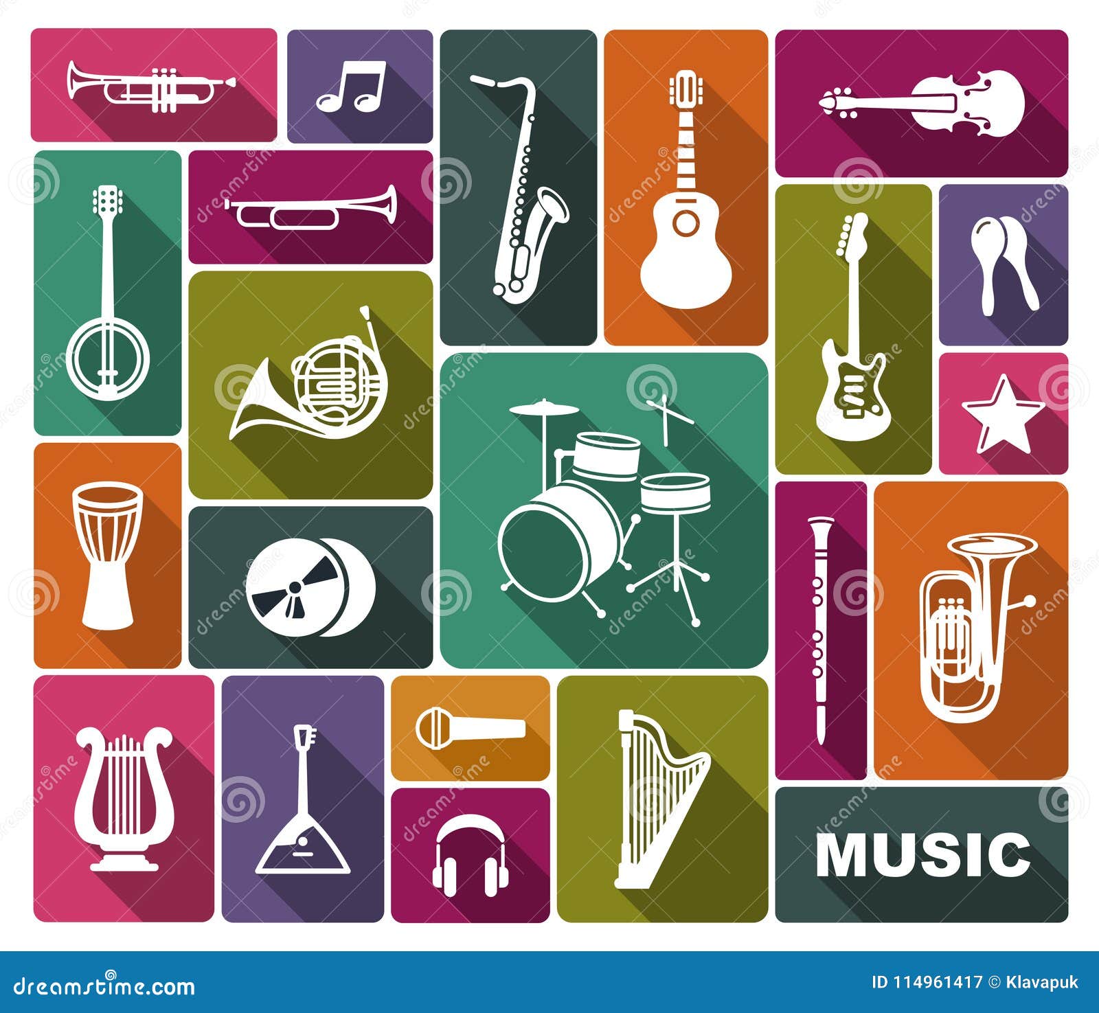 silhouettes of musical instruments
