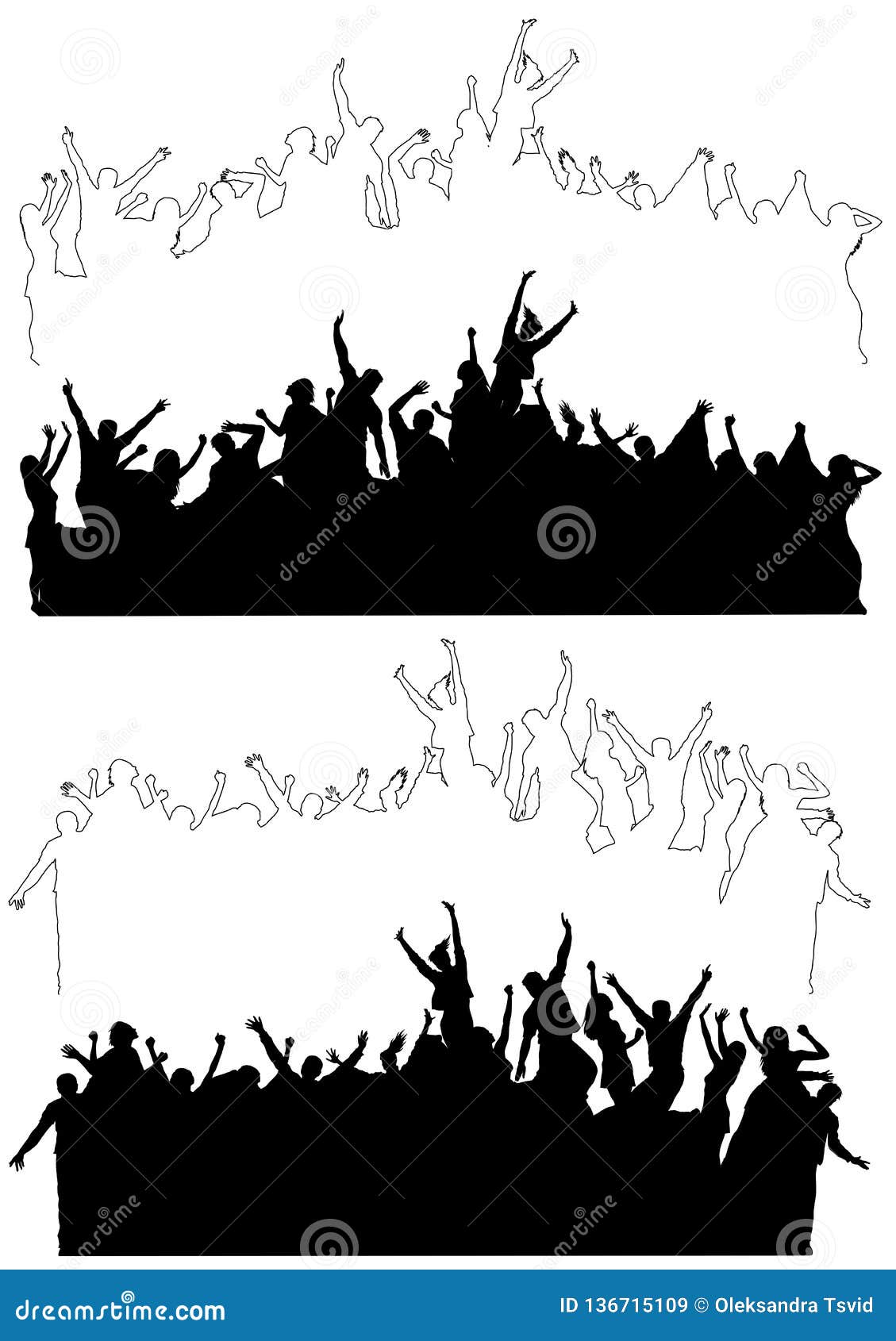 Silhouettes of Dancing Celebrating People Stock Vector - Illustration ...