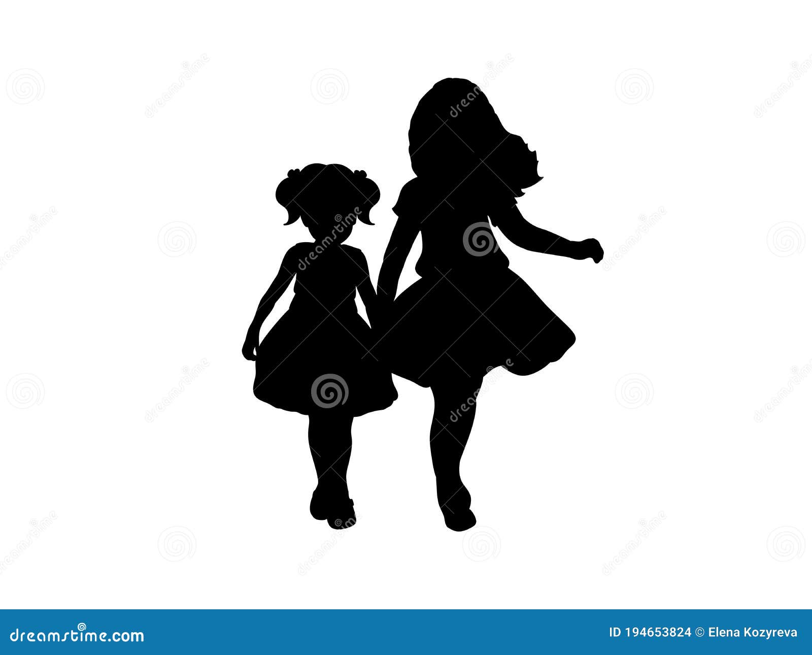 Three Little Girls Silhouette