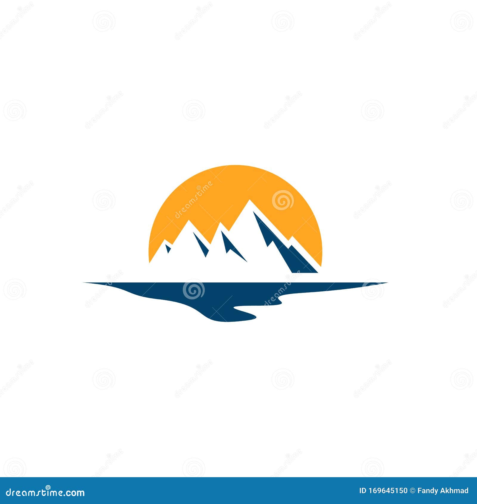Sinal de montanha de ilustração com um design de logotipo abstrato