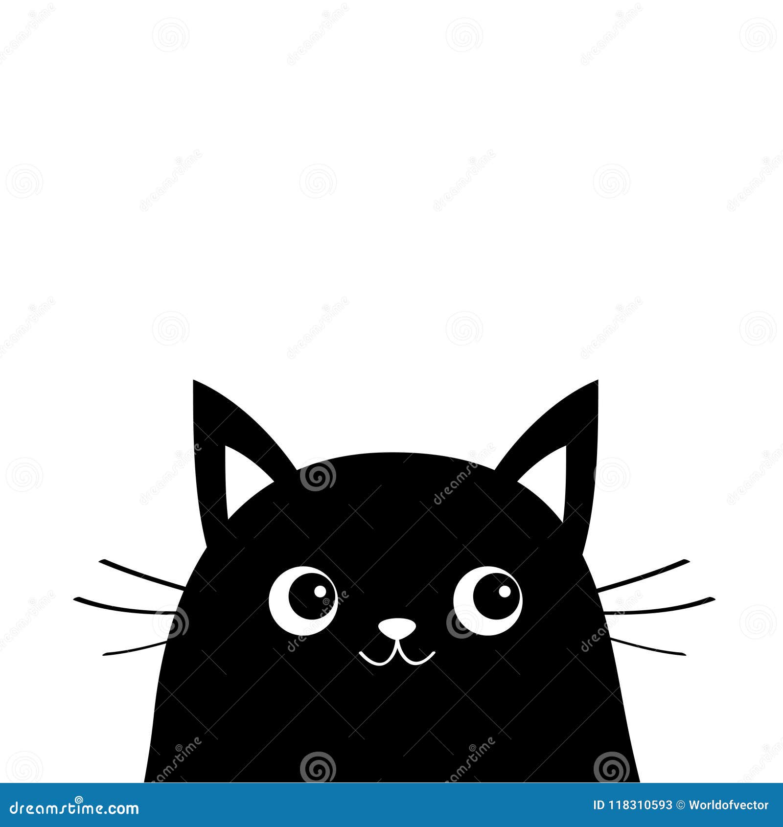 Cara De Gato Kawaii Bonito Isolada No Fundo Branco. Ilustração