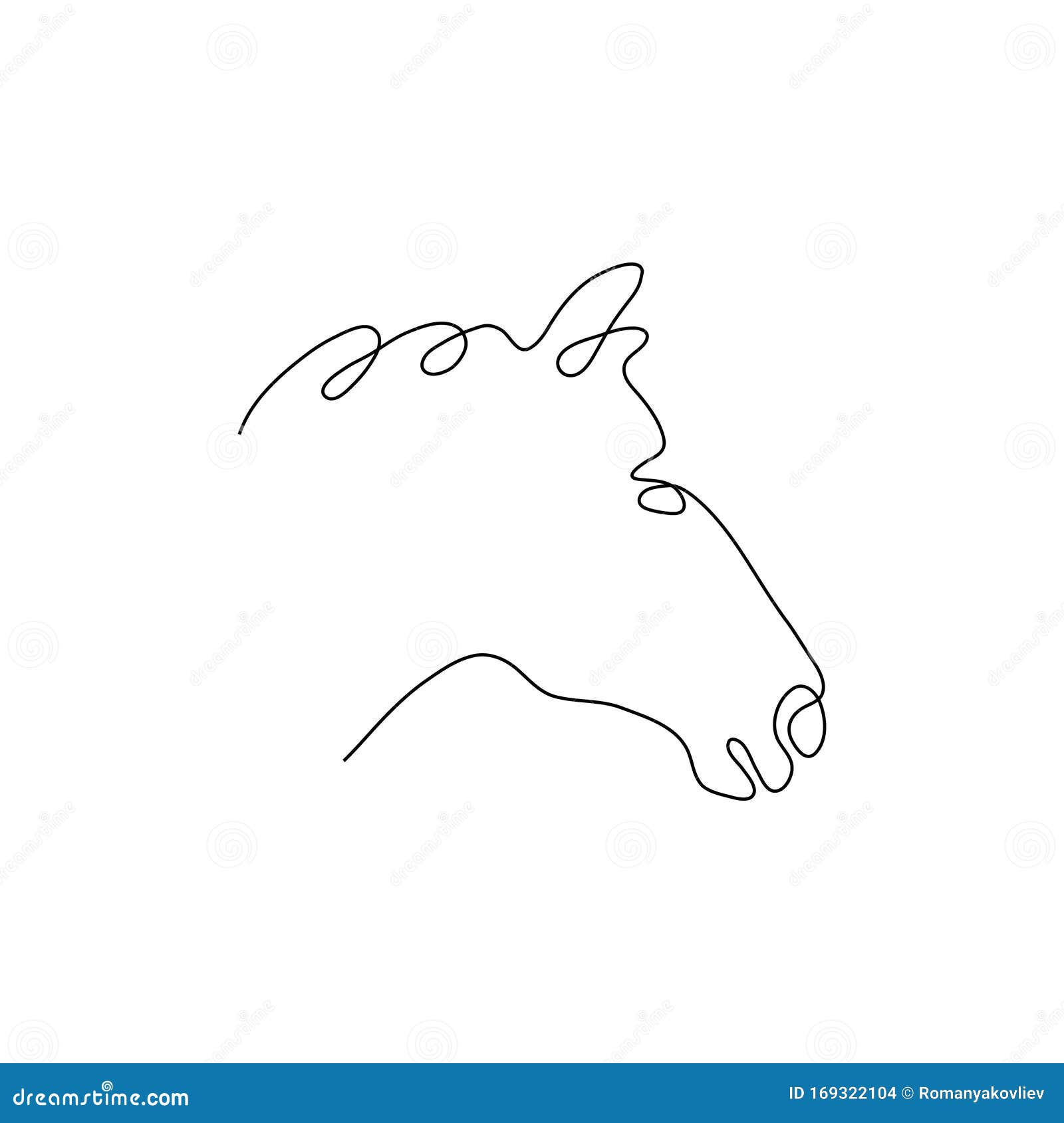 Desenho de linha contínuo de cabeça de cavalo desenho de uma linha de  cabeça de cavalo design de estilo minimalista