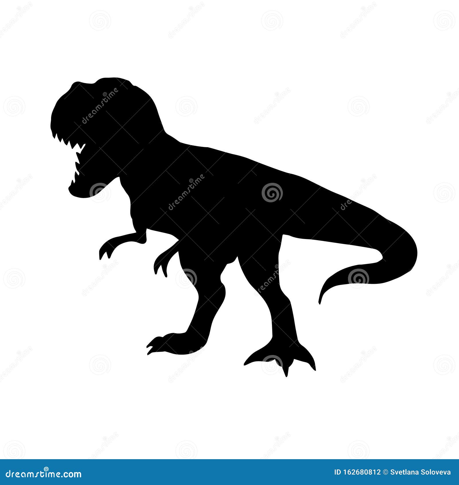 Ilustração da silhueta preto e branco do tyrannosaurus rex trex