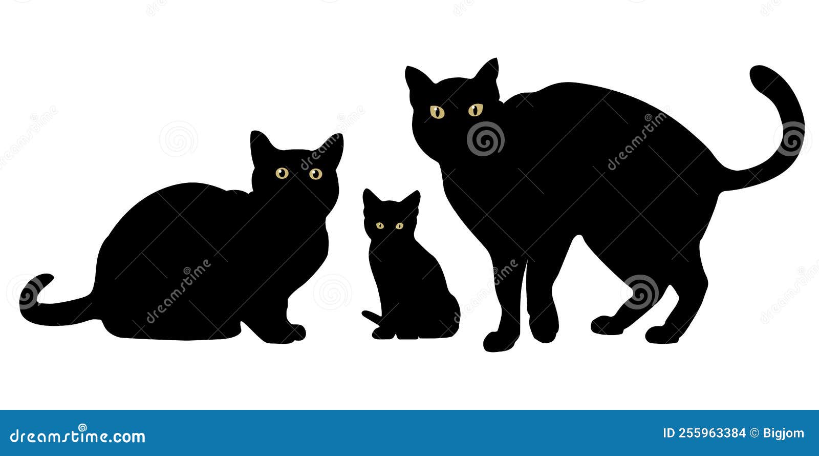 Silhueta De Gato Preto. Entregue A Ilustração Do Desenho Isolada No Fundo  Branco. Ilustraciones svg, vectoriales, clip art vectorizado libre de  derechos. Image 32380543