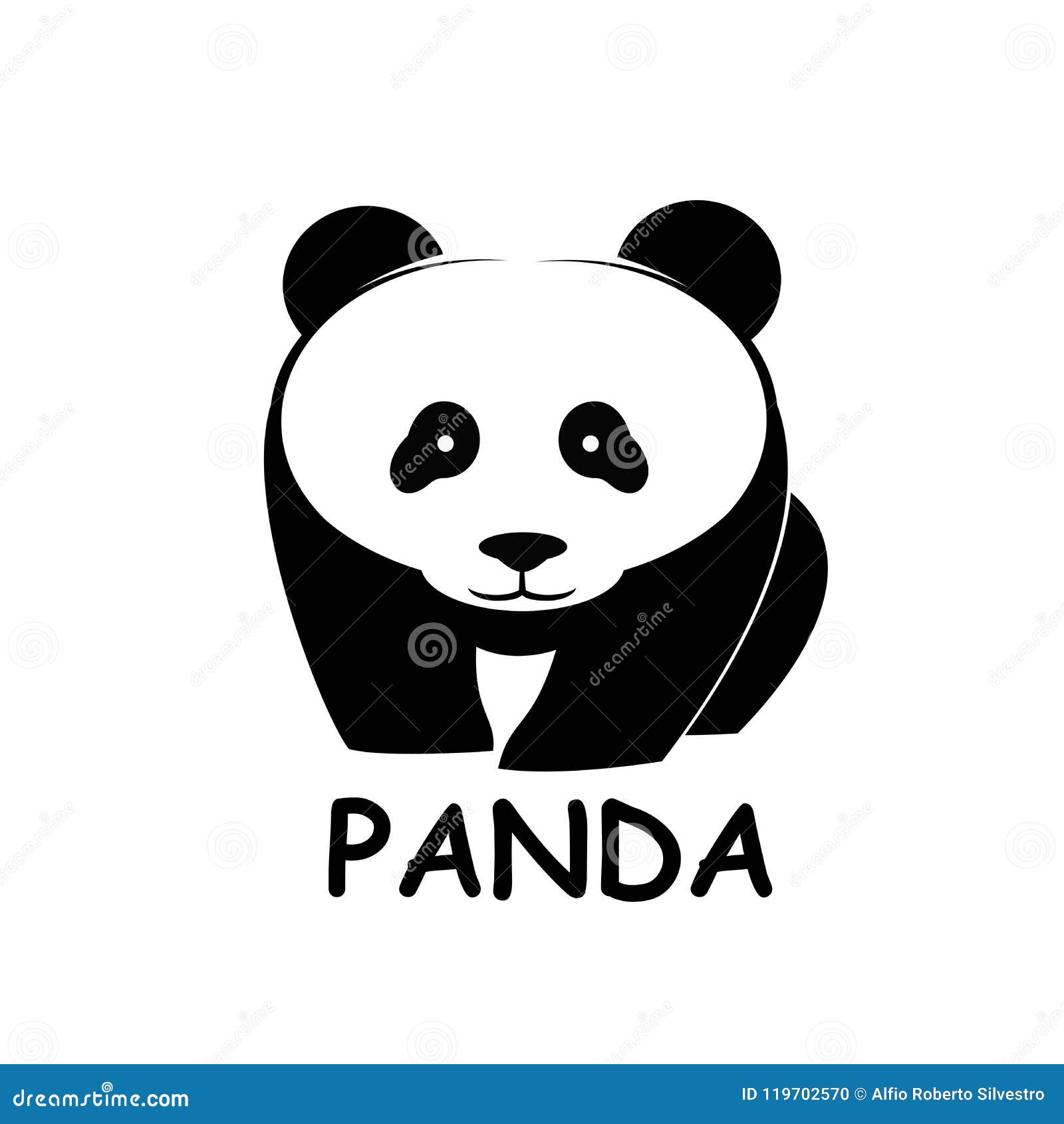 Silhueta de panda em estilo simples e plano