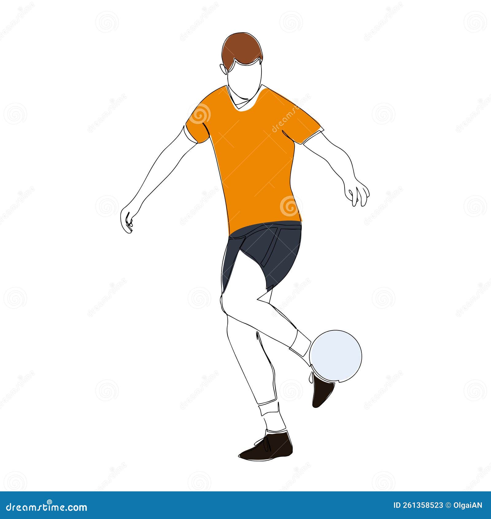 Desenho de linha contínua em pessoas jogando futebol