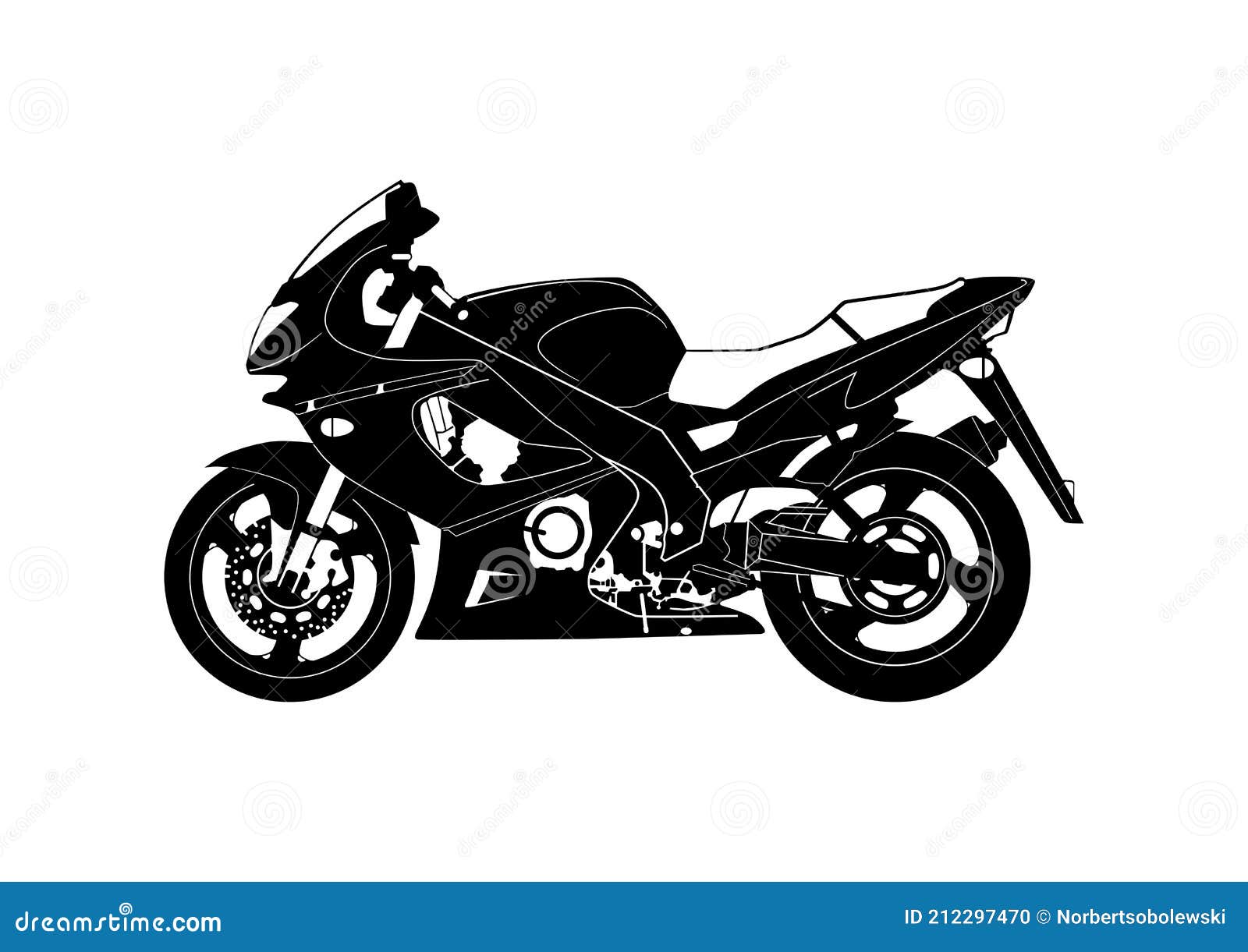 Silhueta De Uma Moto De Corrida Moderna. Ilustração do Vetor - Ilustração  de competir, motor: 212297470