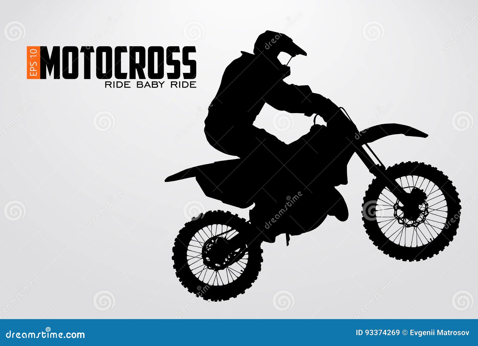 Silhouettes rider participa do campeonato de motocross em fundo branco