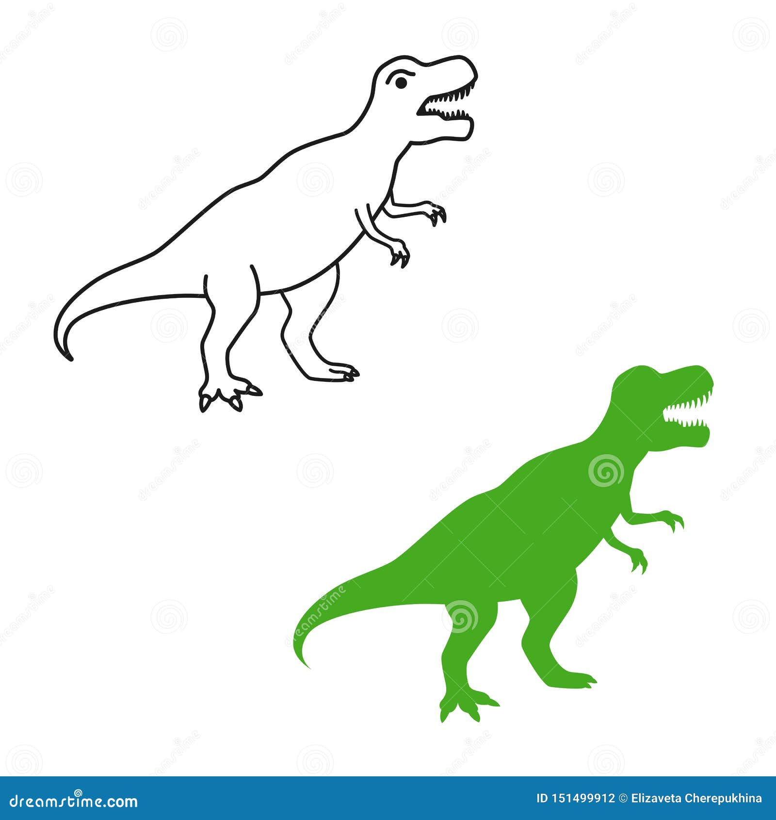 Ilustração bonito dos desenhos animados do tyrannosaurus rex. dinossauro t- rex isolado no fundo branco