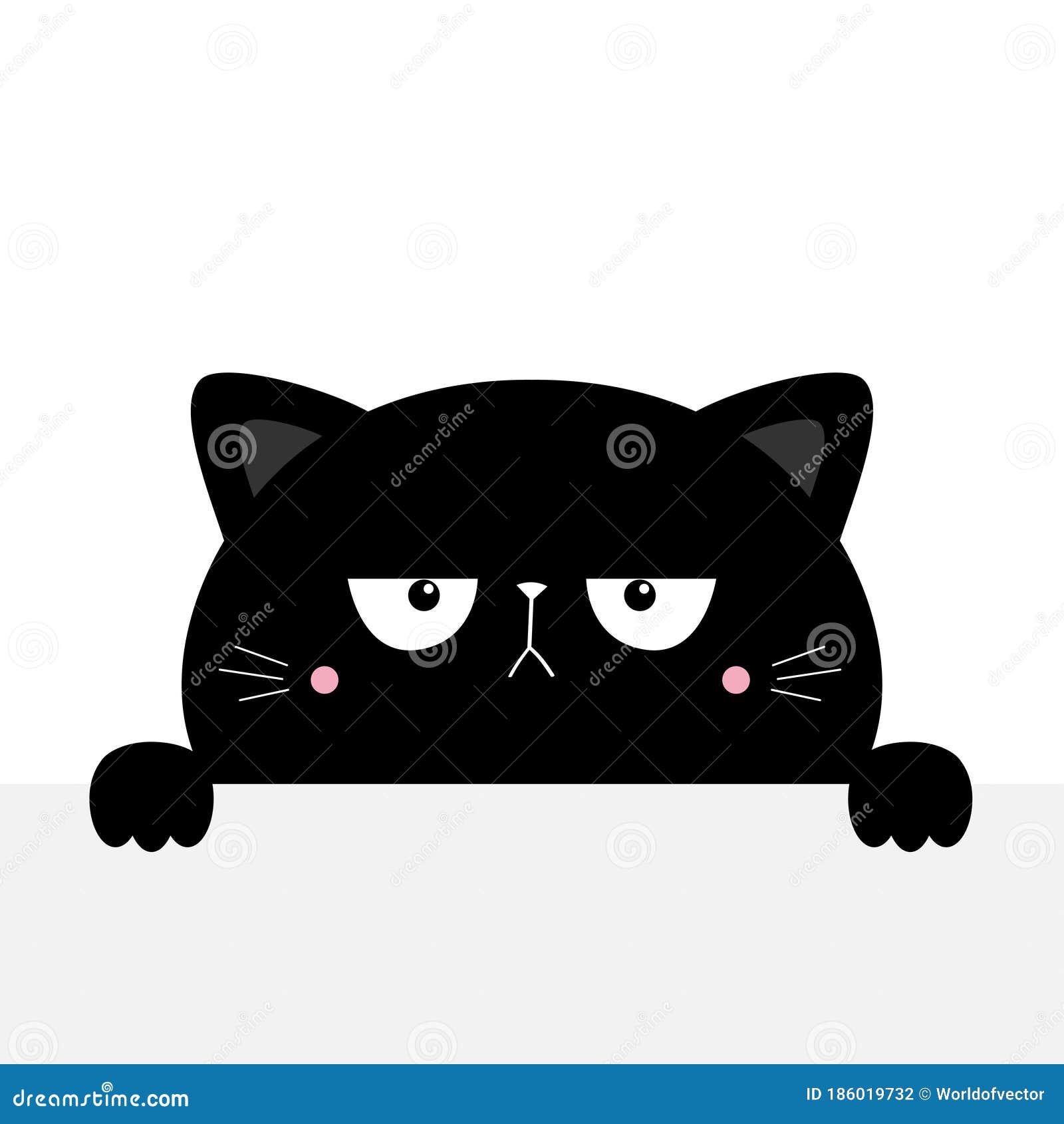 Gato preto de desenho animado fofo e adorável com retrato de laço ·  Creative Fabrica