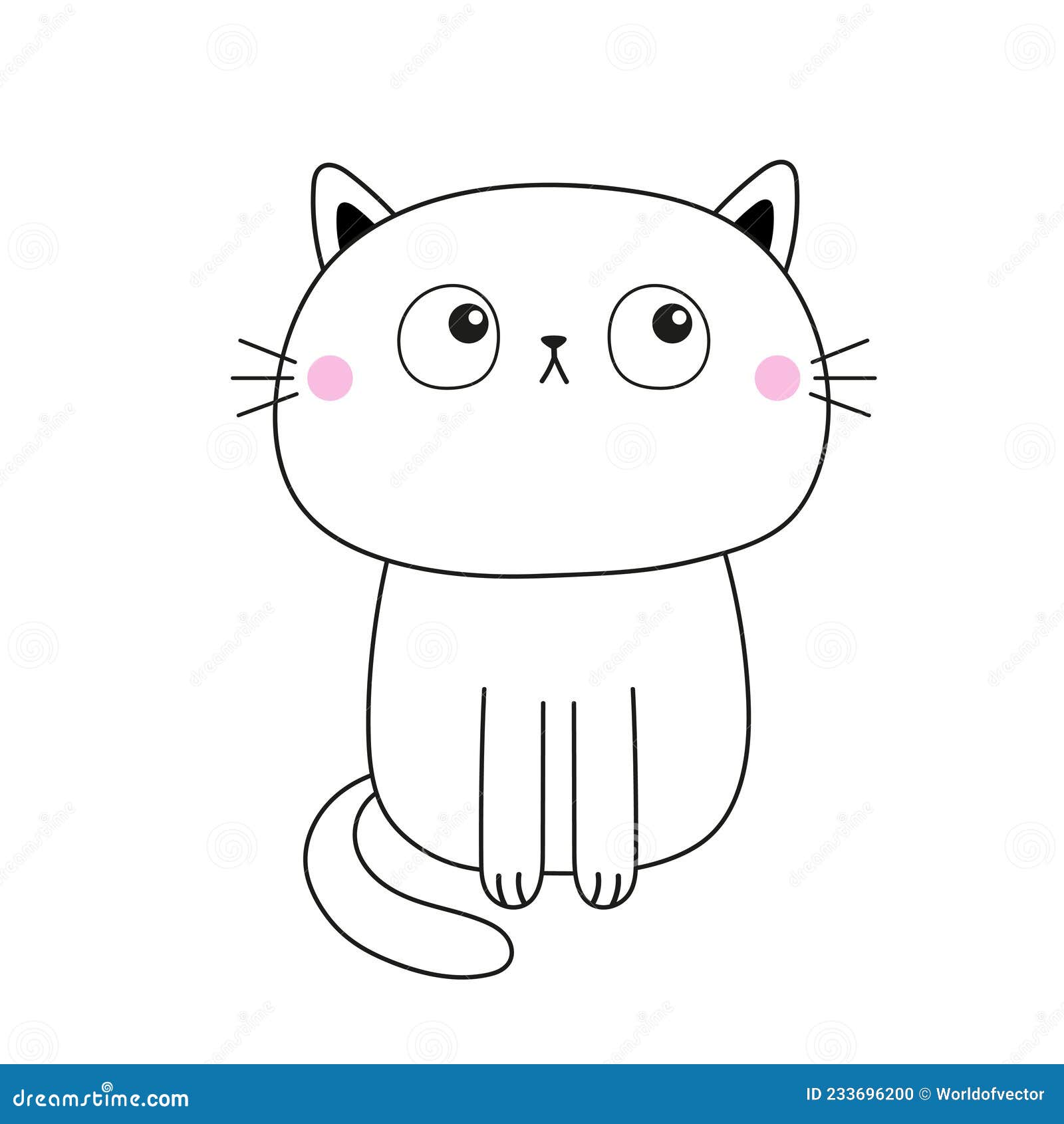 ícone Da Linha De Rosto Do Gato Kawaii. Ilustração Vetorial