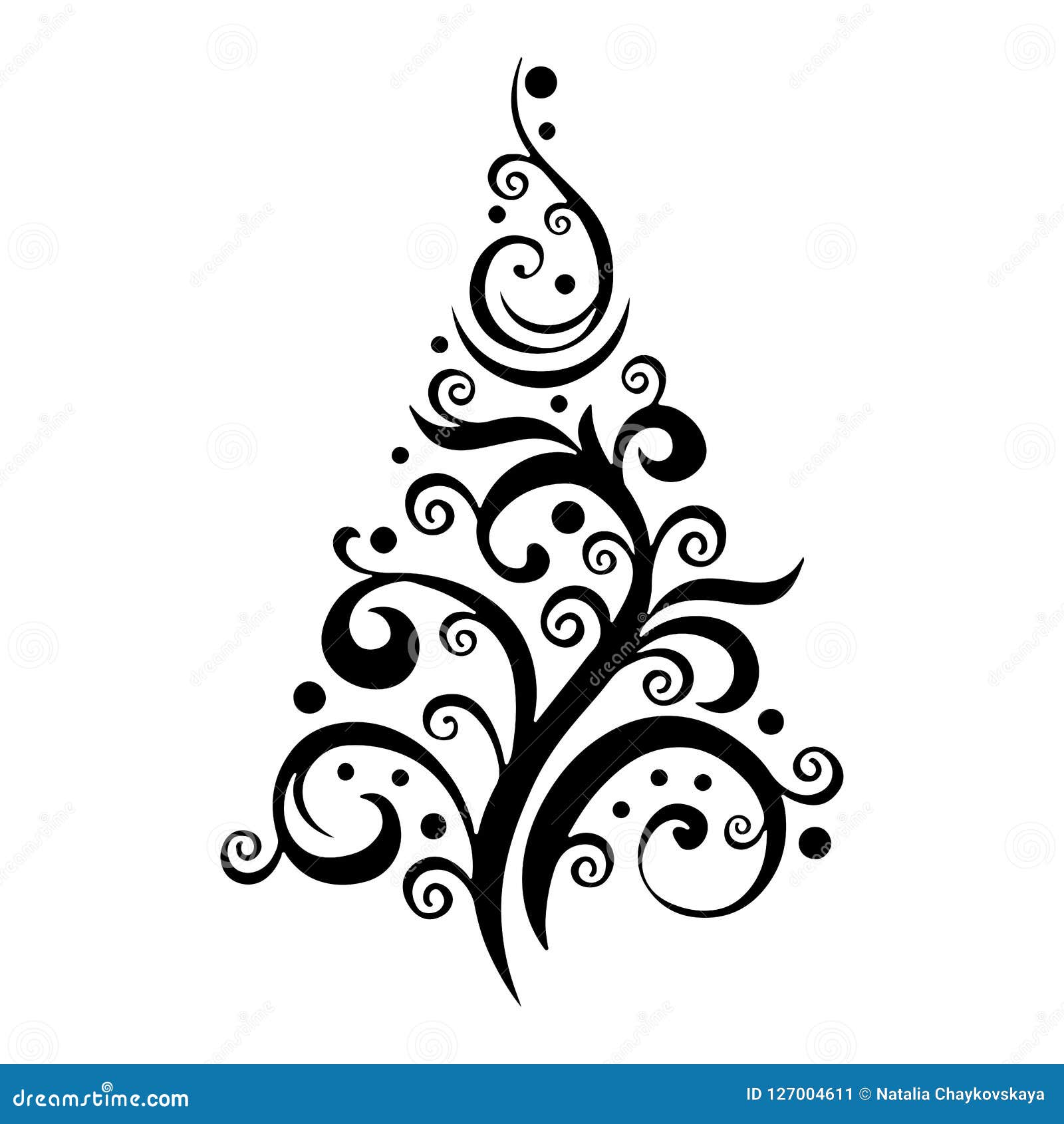 Silhueta Modelada De Um Preto Da árvore De Natal No Fundo Branco Ilustração  Stock - Ilustração de rolagem, preto: 127004611