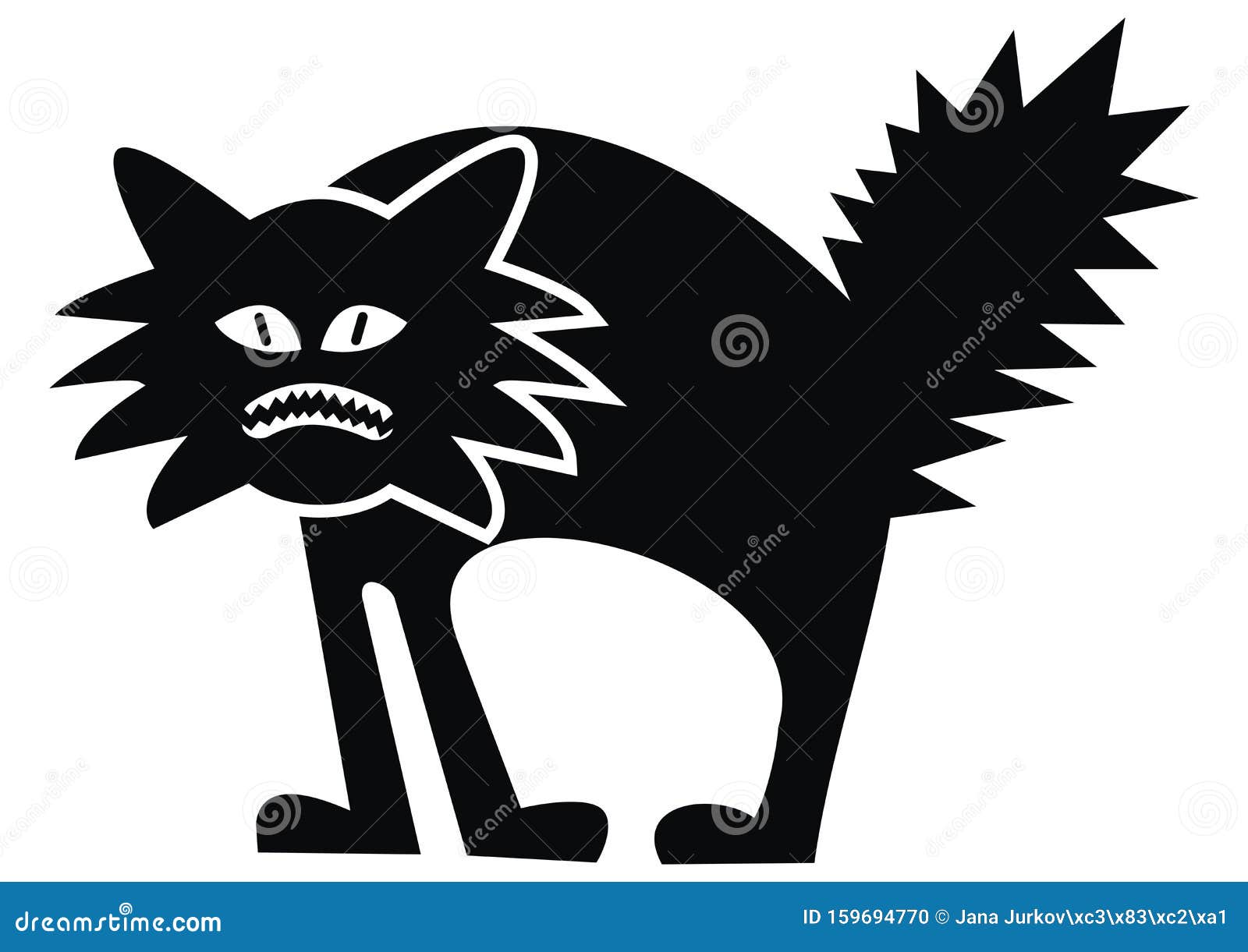 Grupo Da Coleção Do Gato Preto Dos Desenhos Animados Ilustração do Vetor -  Ilustração de horror, luta: 126375868