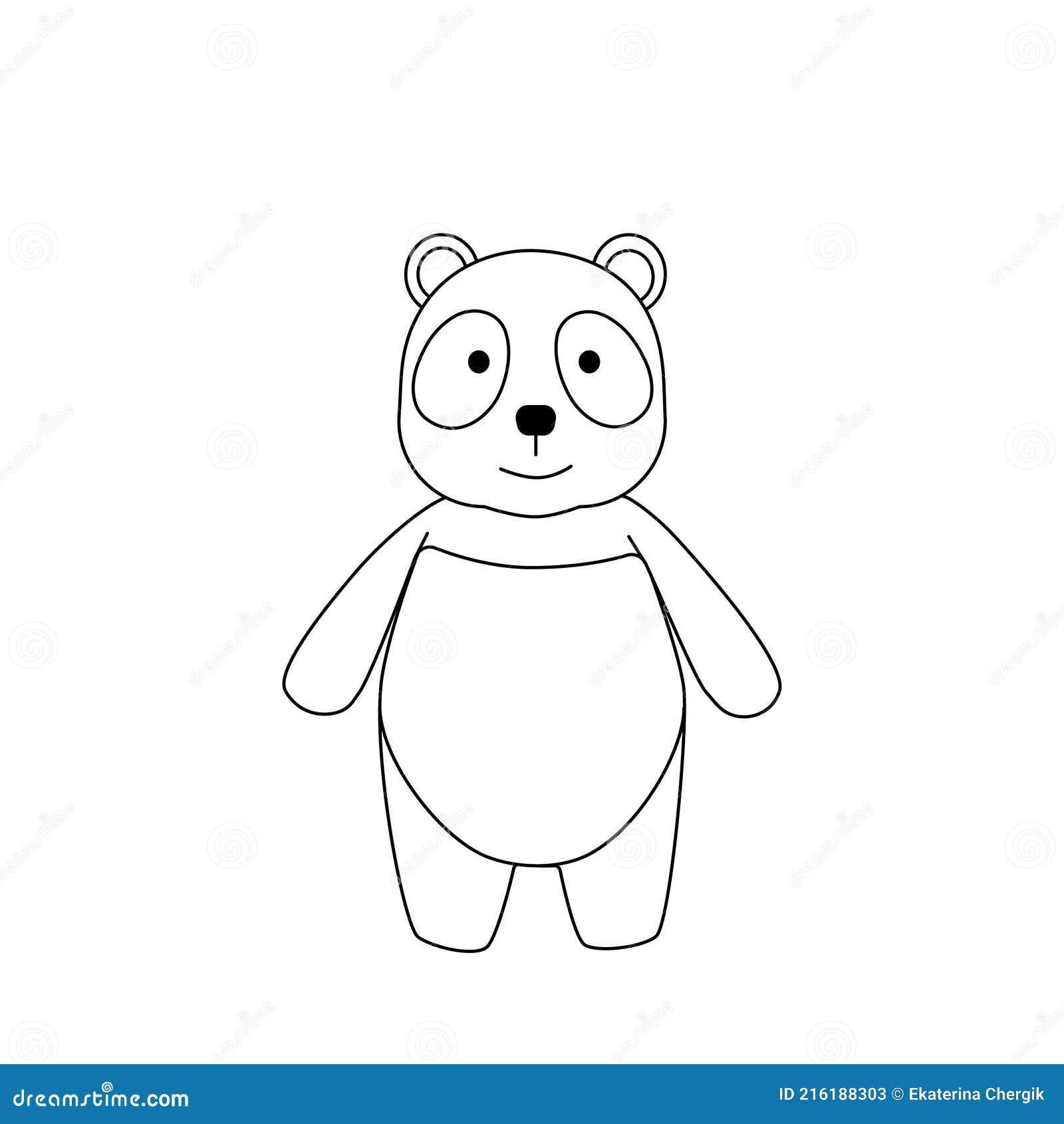 Silhueta de panda de desenho animado em estilo simples e plano