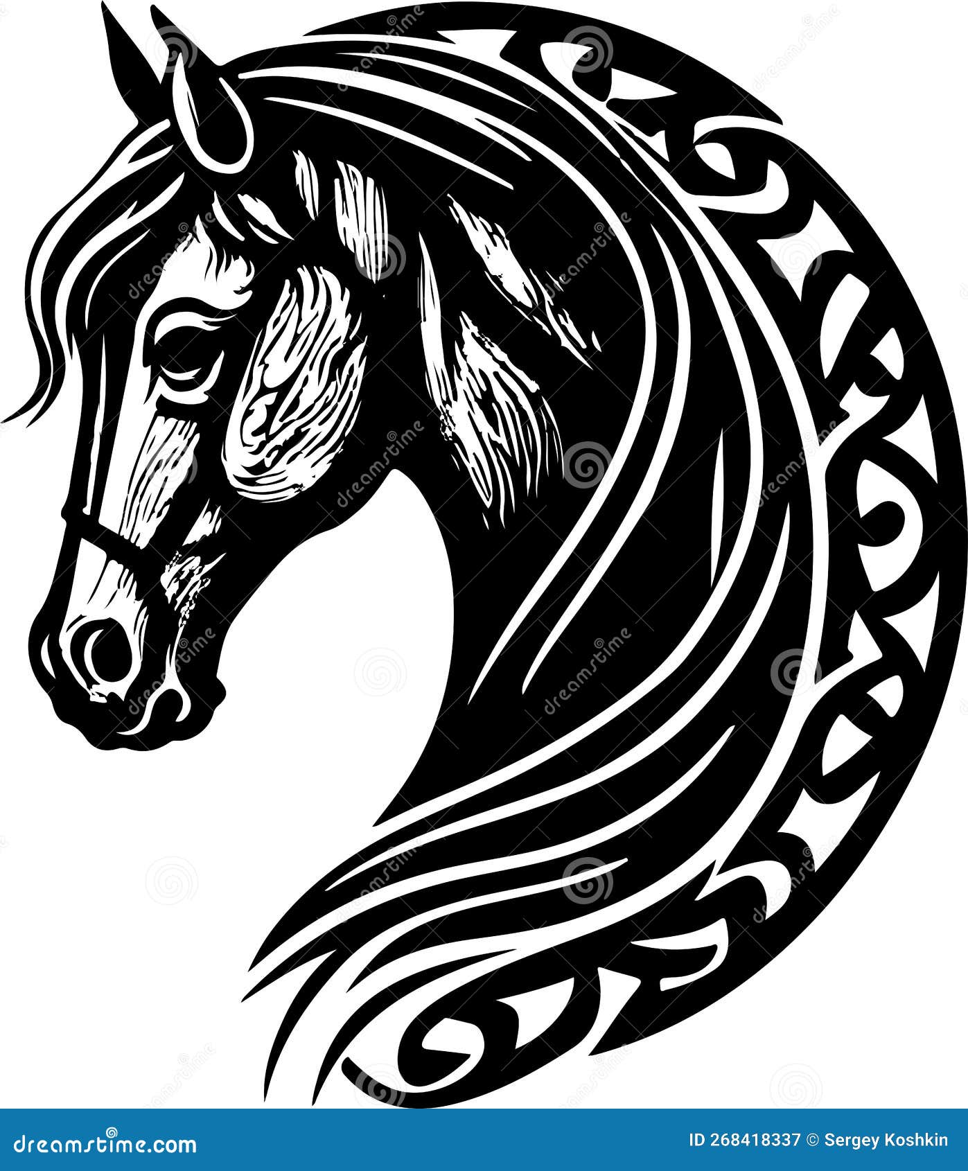 cavalo de cabeça de silhueta. ilustração vetorial 6528229 Vetor no Vecteezy