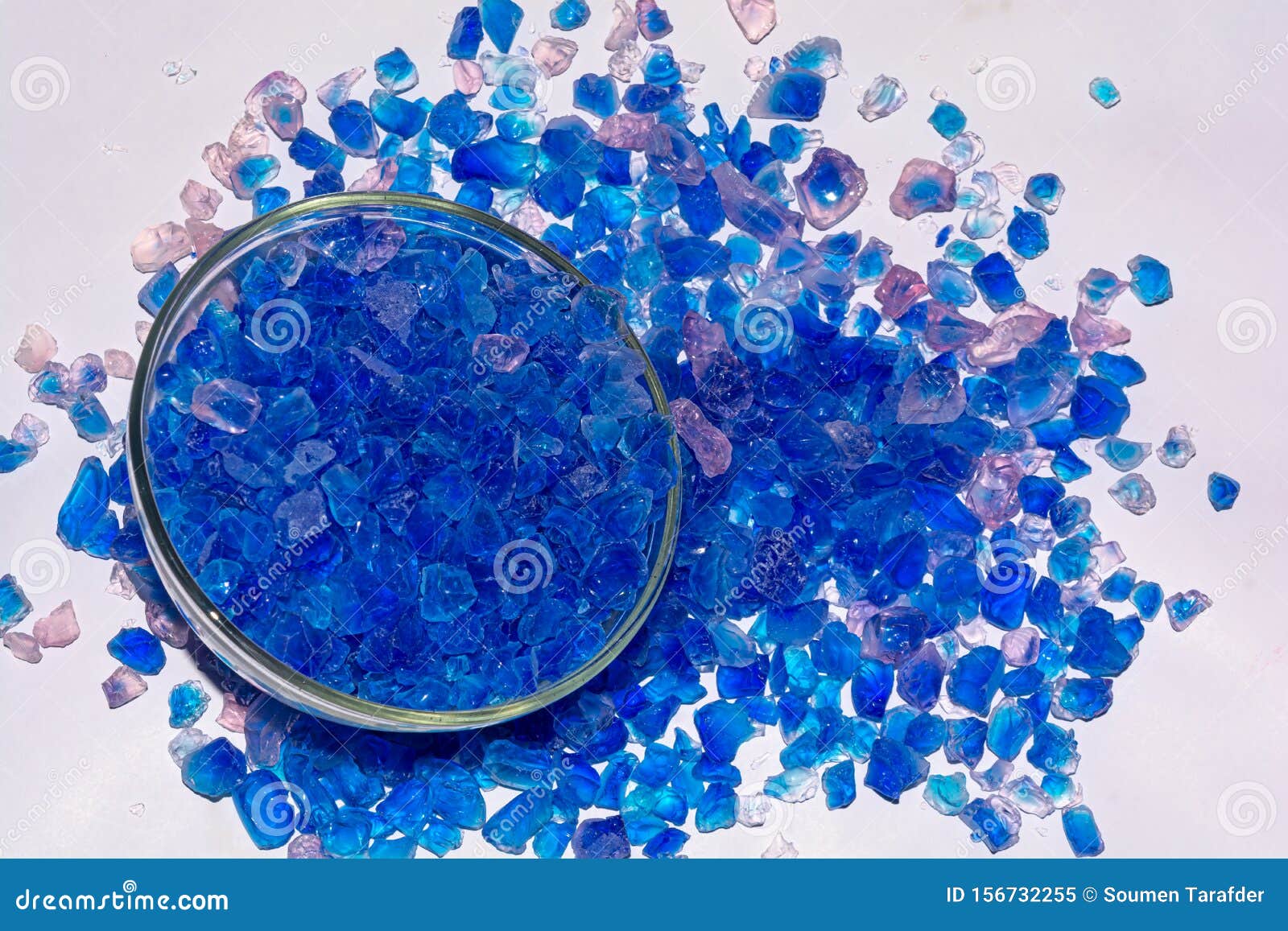 silica gel crystal granules on white background