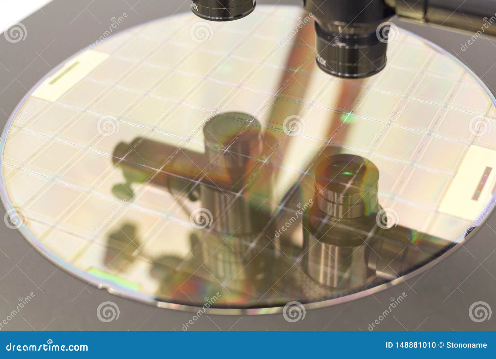 Silicon Wafer on Machine Process Examining in Microscope Stock Photo Image of manufacturing