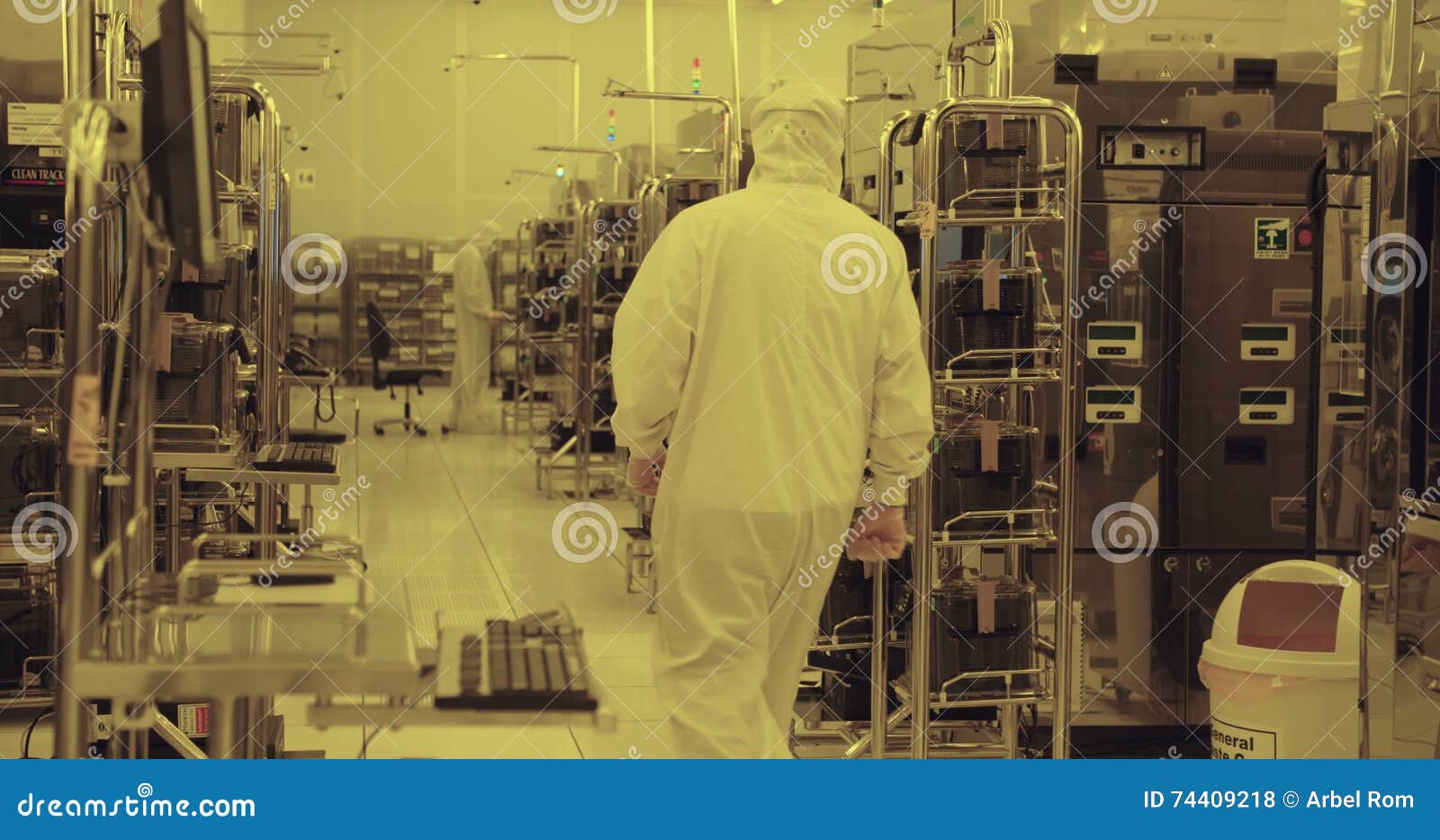 Silicon Wafer Manufacturing Process in a Clean Room Stock Footage
