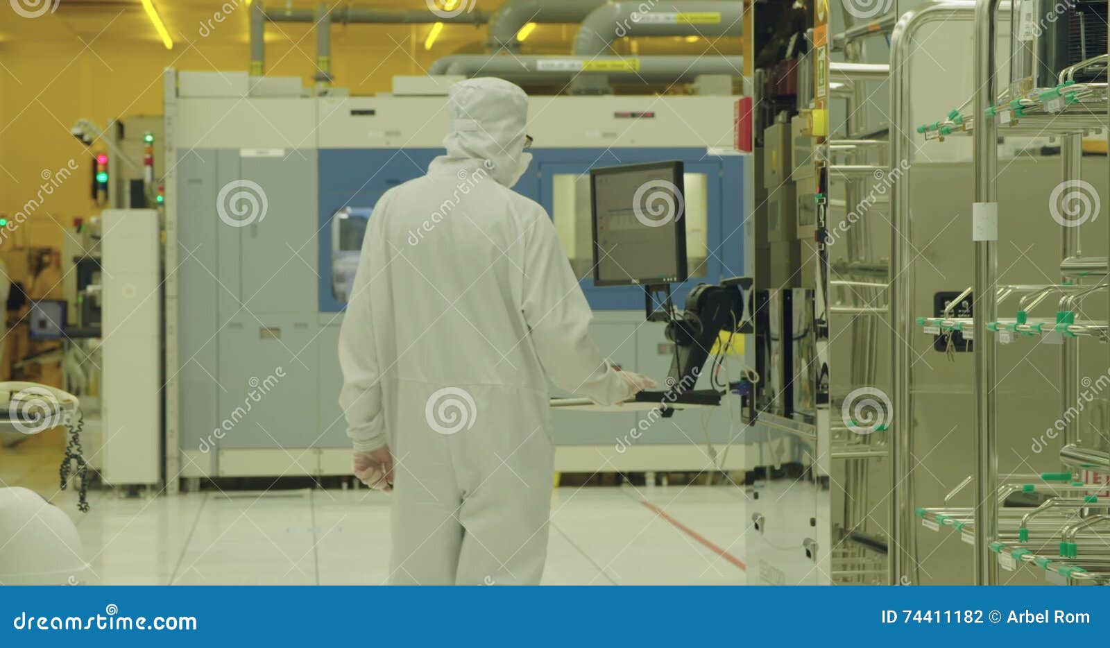 Silicon Wafer Manufacturing Process in a Clean Room Stock Footage