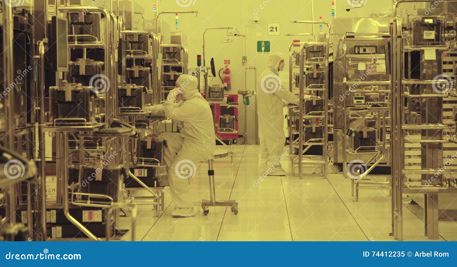 Silicon Wafer Manufacturing Process in a Clean Room Stock Video Video