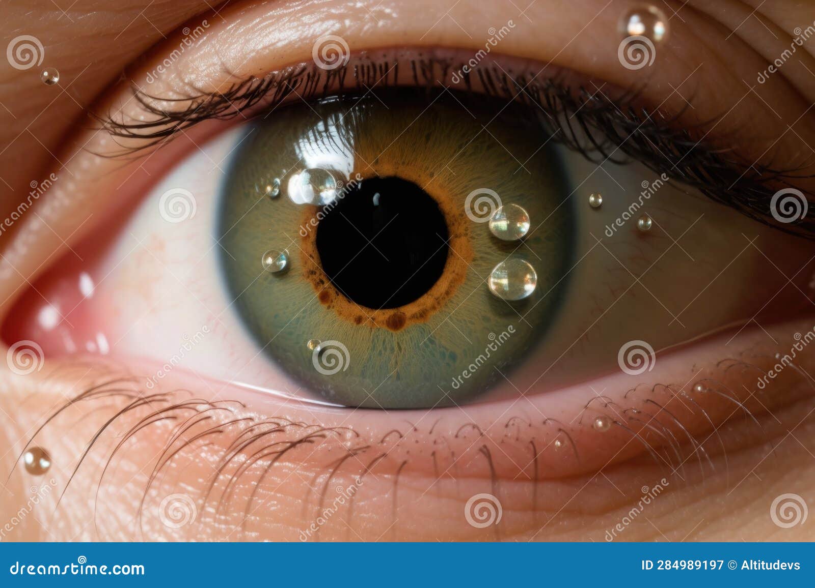 Silicone Oil and Gas Bubbles Used for Retinal Reattachment Stock Image