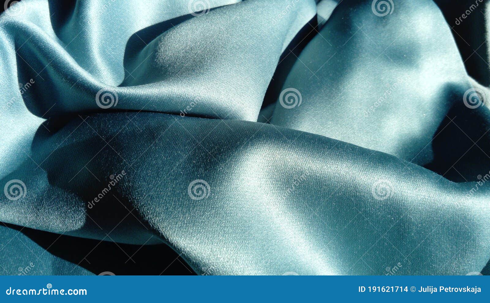 Silk of Blue Color. Wave Satin Glitter Fabric Stock Photo - Image of