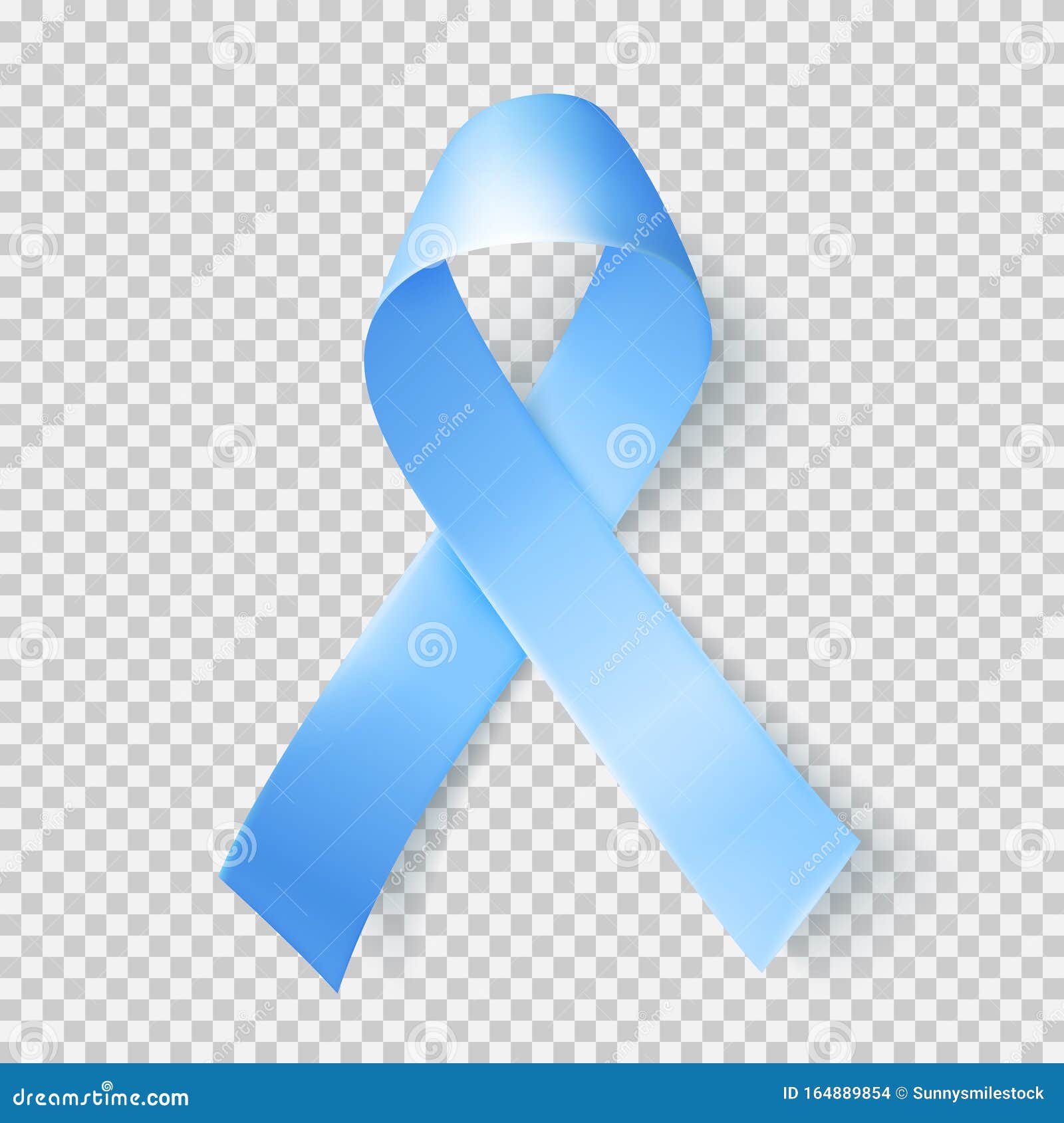 Silk Blue Ribbon Over Transparent Background. Realistic Medical Symbol