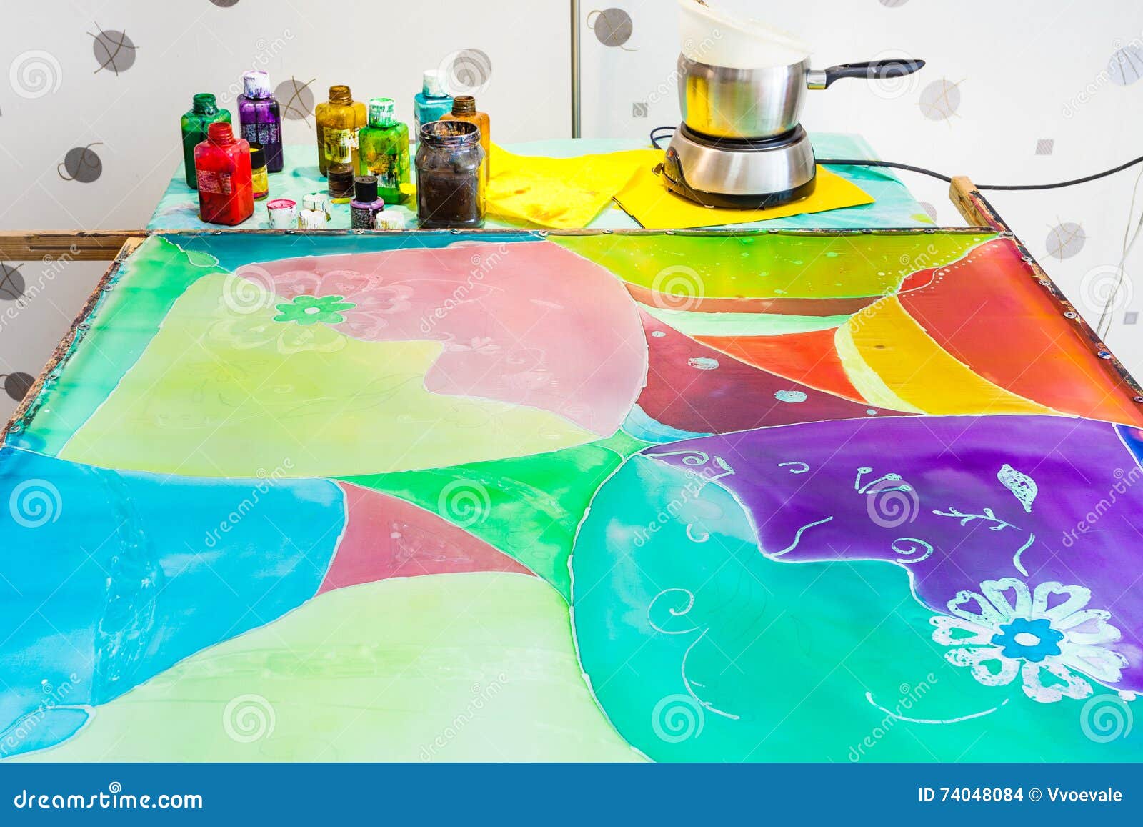 Silk Canvas with Second Layer of Paints Stock Photo Image of