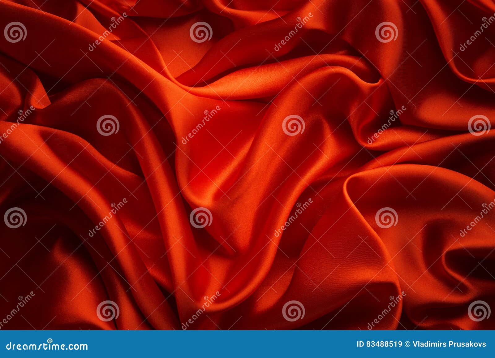 Silk Cloth Background, Red Satin Fabric Waves, Abstract Texture
