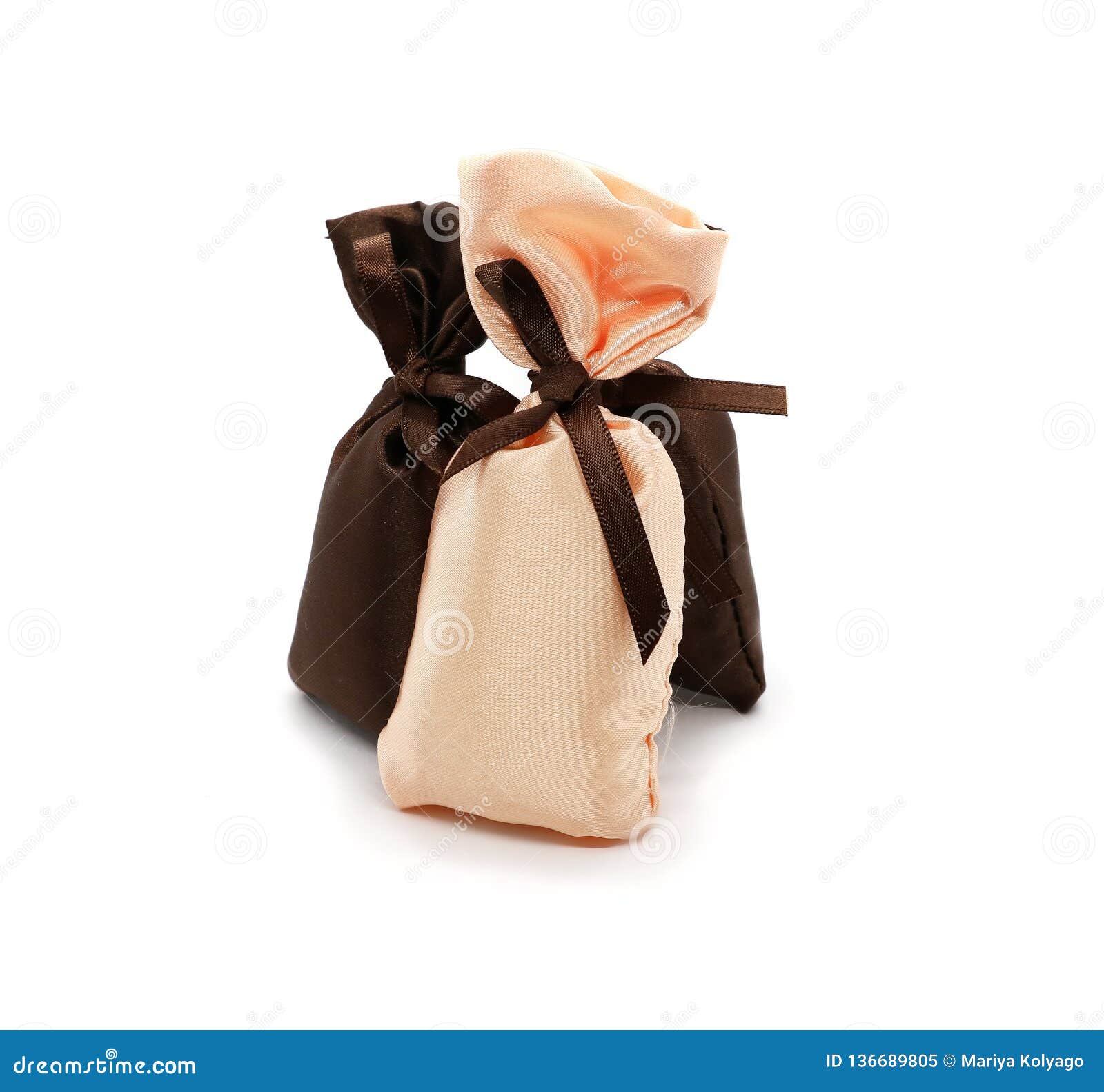 Silk Gift Bags with Bow Isolated on White Stock Image Image of fabric
