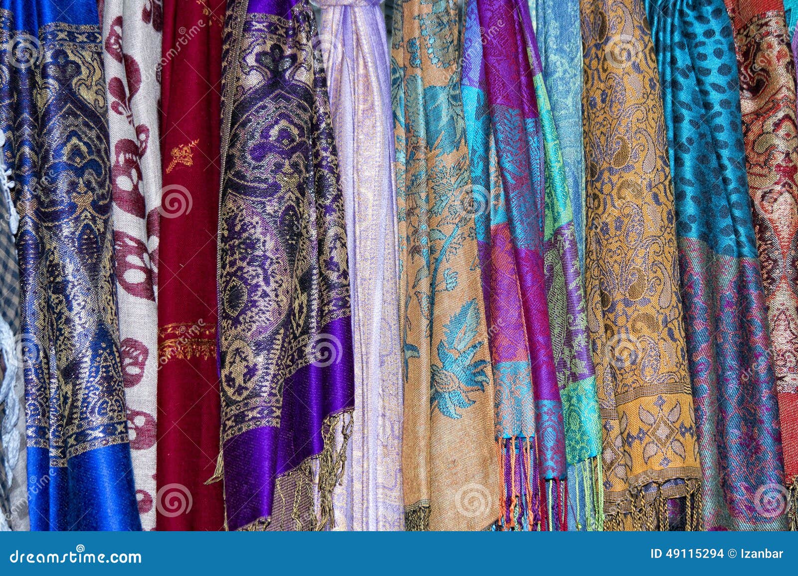 Silk Pashmina on Display Sand for Sale Stock Photo Image of shop
