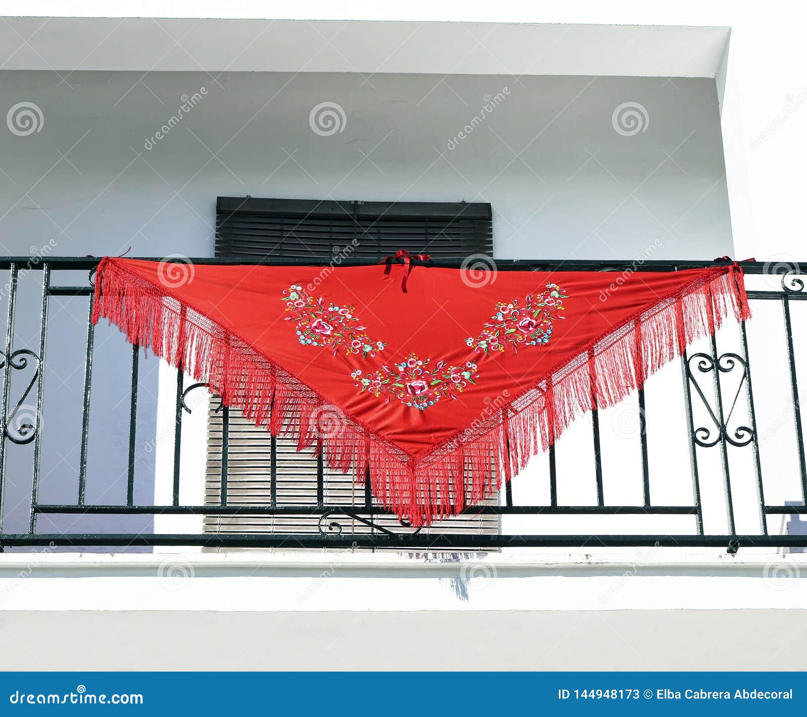 silk shawl  on the balcony