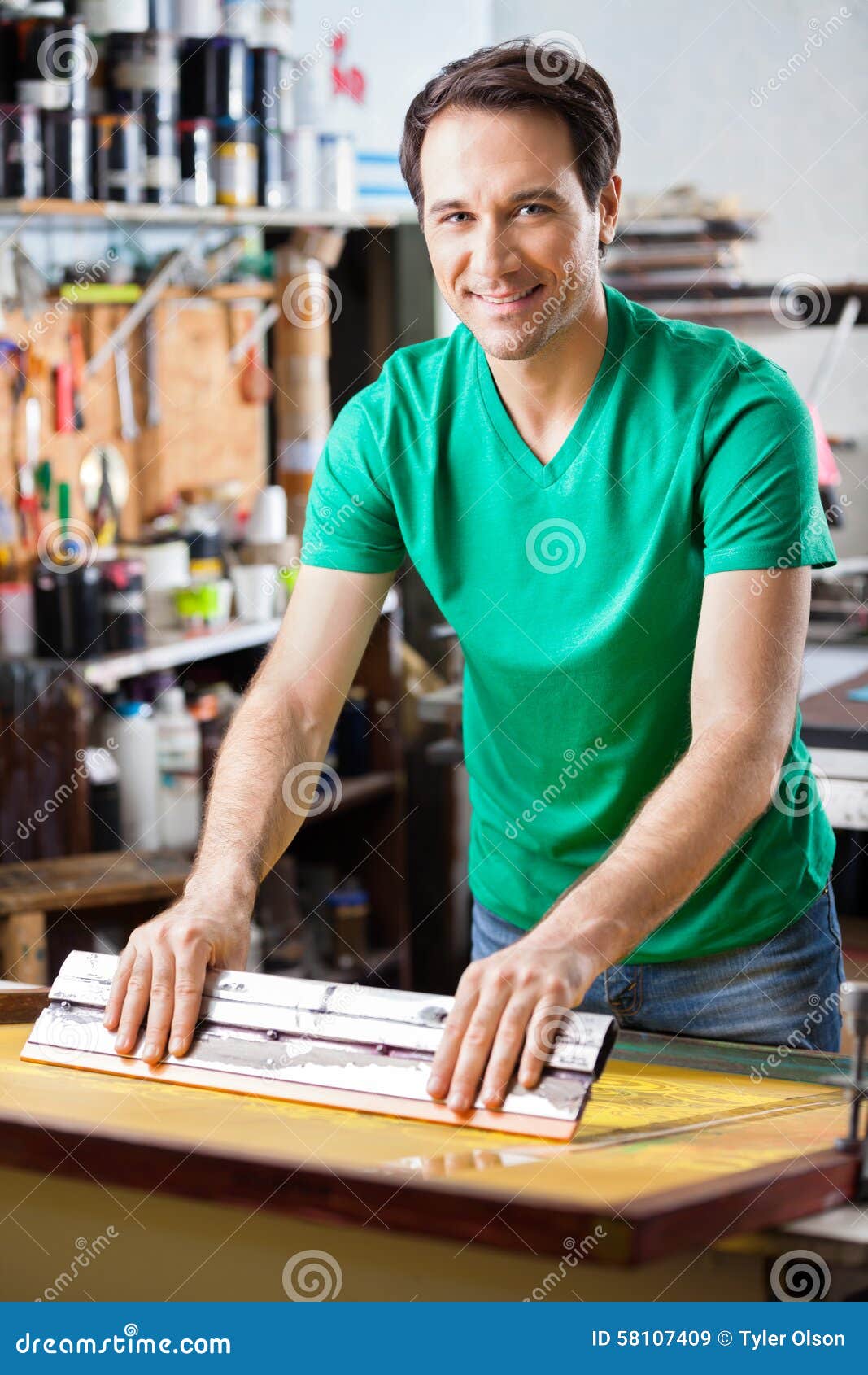 Silkscreen Artist in Studio Stock Image Image of equipment, book