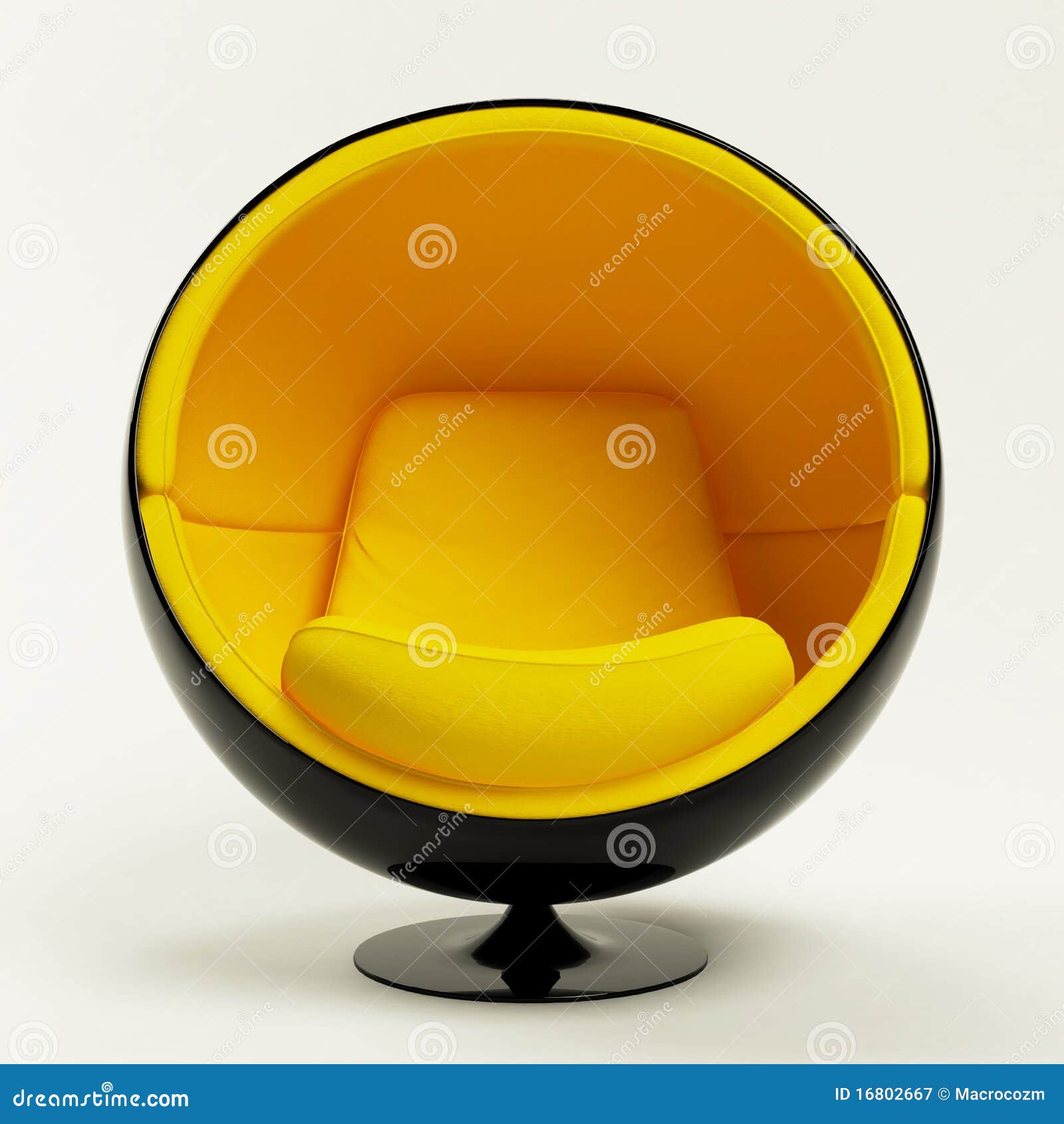 Silla Amarilla Moderna De La Bola Aislada En Blanco Stock de