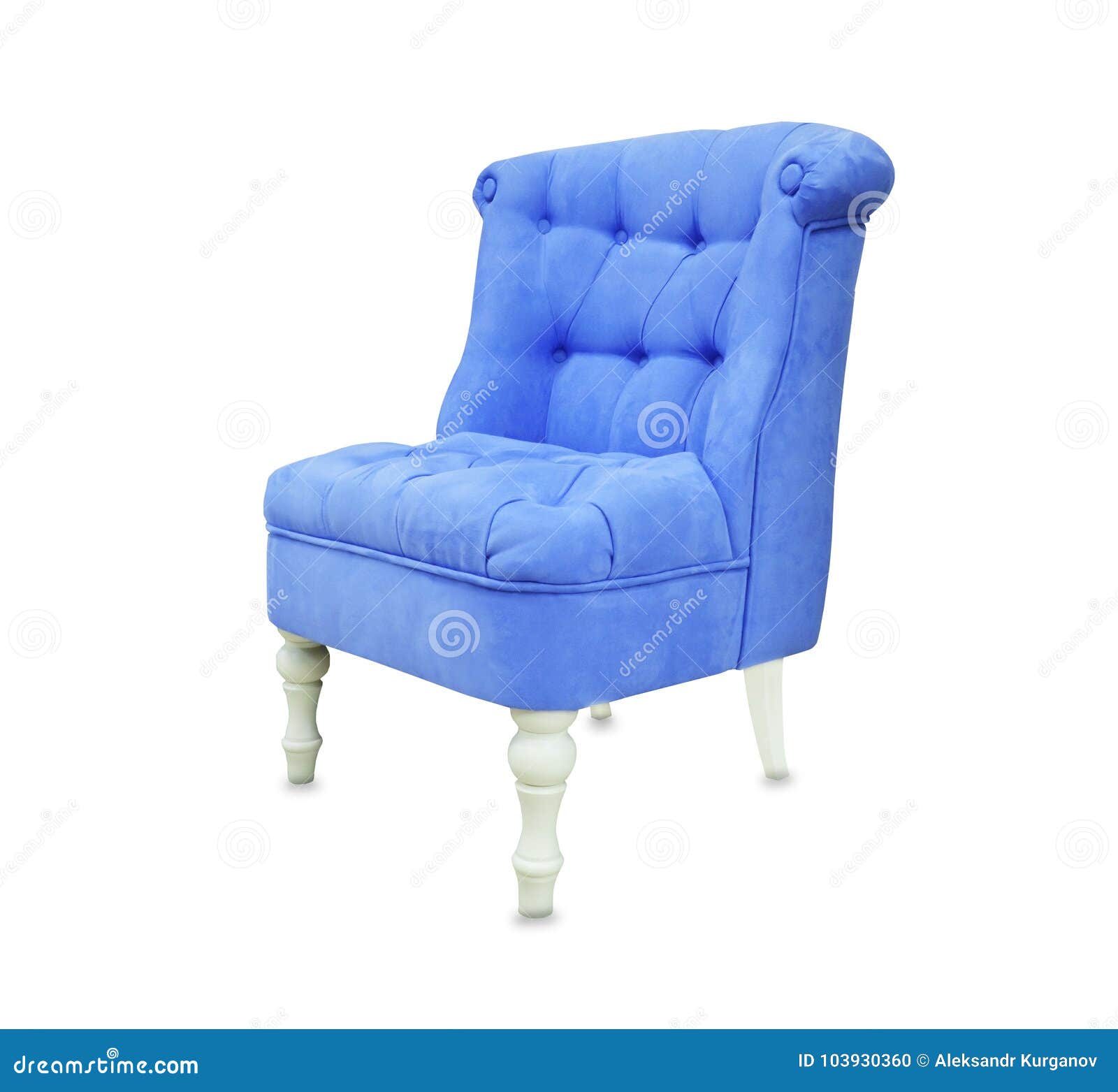 Silla Suave Del Ante Azul Aislado Sobre Blanco Foto de archivo - Imagen ...