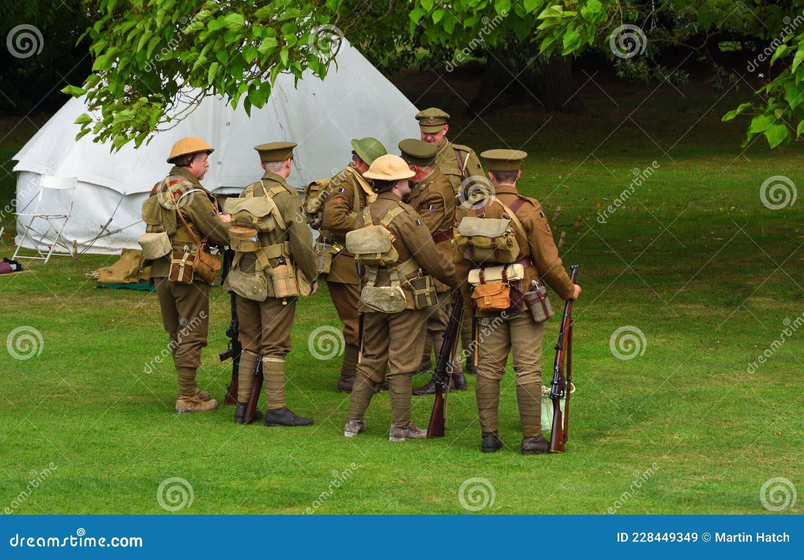 Men in World War One Uniforms with Rifles in Camp. Editorial Stock ...