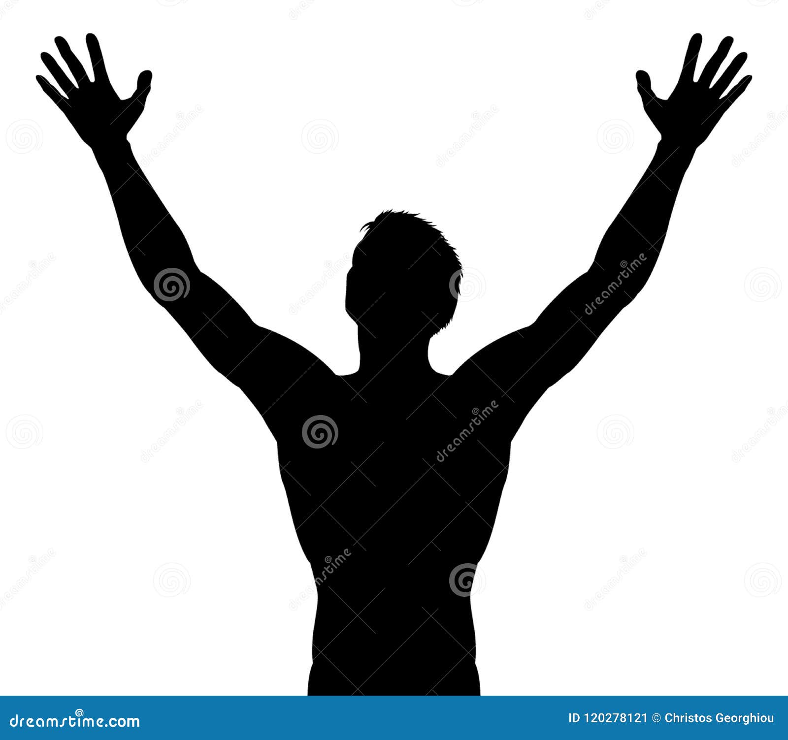 Silueta De Un Hombre Con Los Brazos Levantados Ilustración del Vector -  Ilustración de cristiano, brazos: 120278121, image size:1600x1503