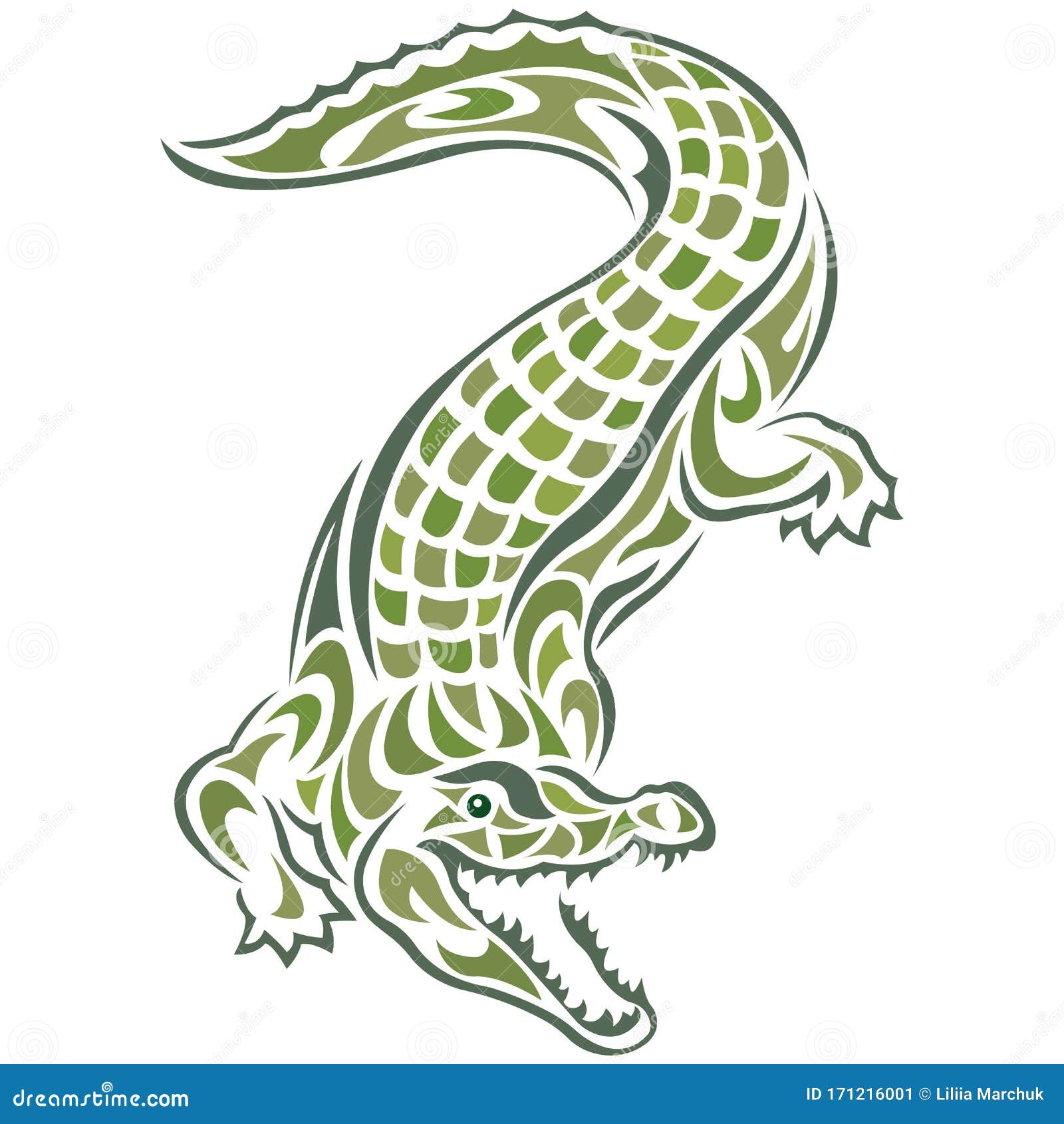 Silueta Cocodrilo Dibujada Por Varias Líneas Verdes Sobre Un Fondo Blanco  Aislado Tatuaje, Logo De Mascota - Cocodrilo Gracioso Stock de ilustración  - Ilustración de arte, emblema: 171216001