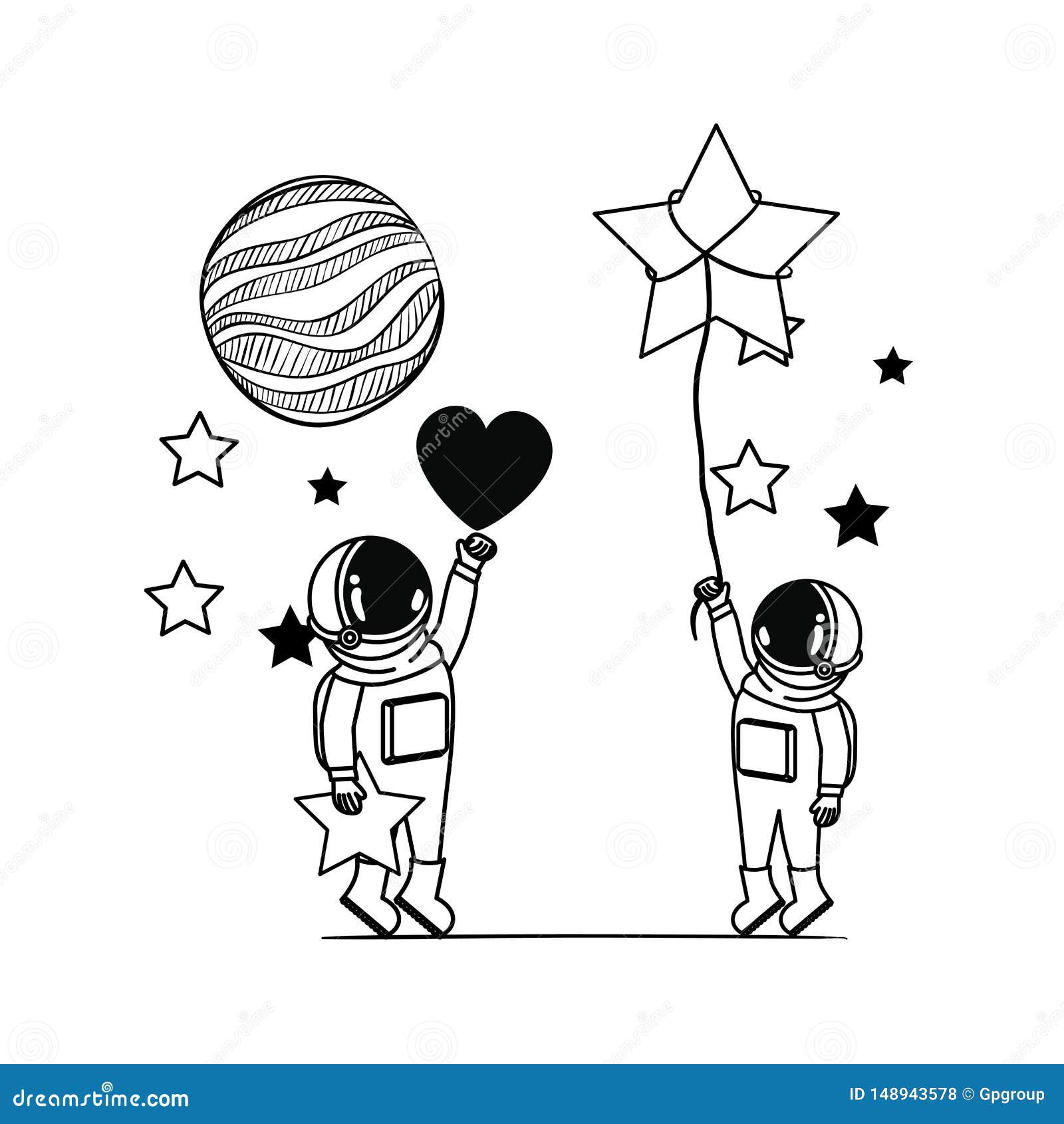 Silueta De Astronautas Con El Traje De Espacio En Espacio Ilustración del  Vector - Ilustración de historieta, viaje: 148943578