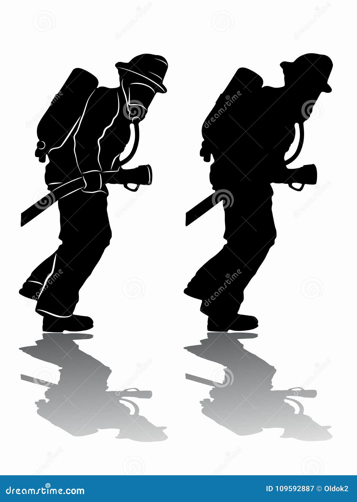 Silueta De Un Bombero, Drenaje Del Vector Ilustración del Vector