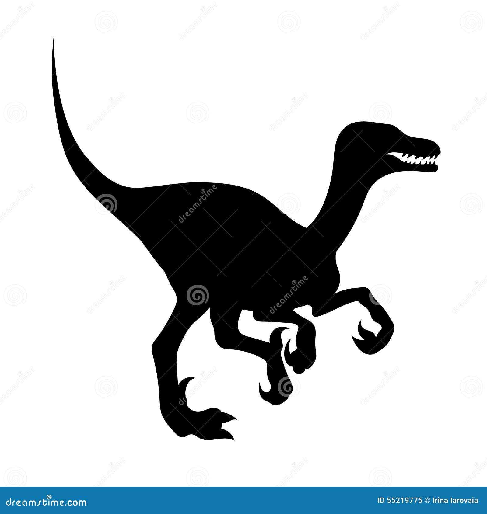 Silueta de un velociraptor ilustración del vector. Ilustración de dinosaurio  - 55219775